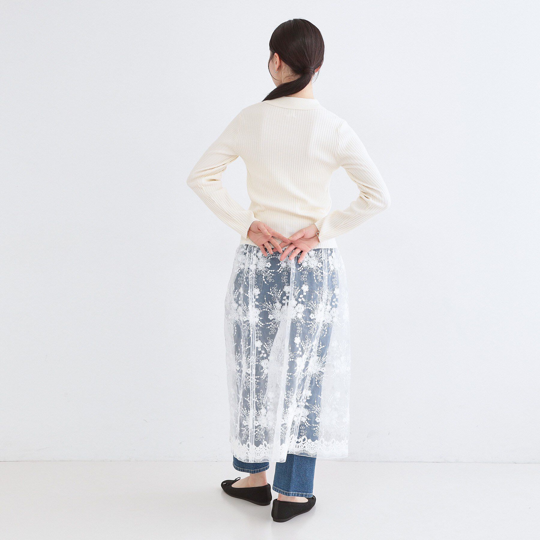 OPAQUE.CLIP「ポロ衿ホック使いリブニットカーディガン【洗濯機OK】」|カーディガン|