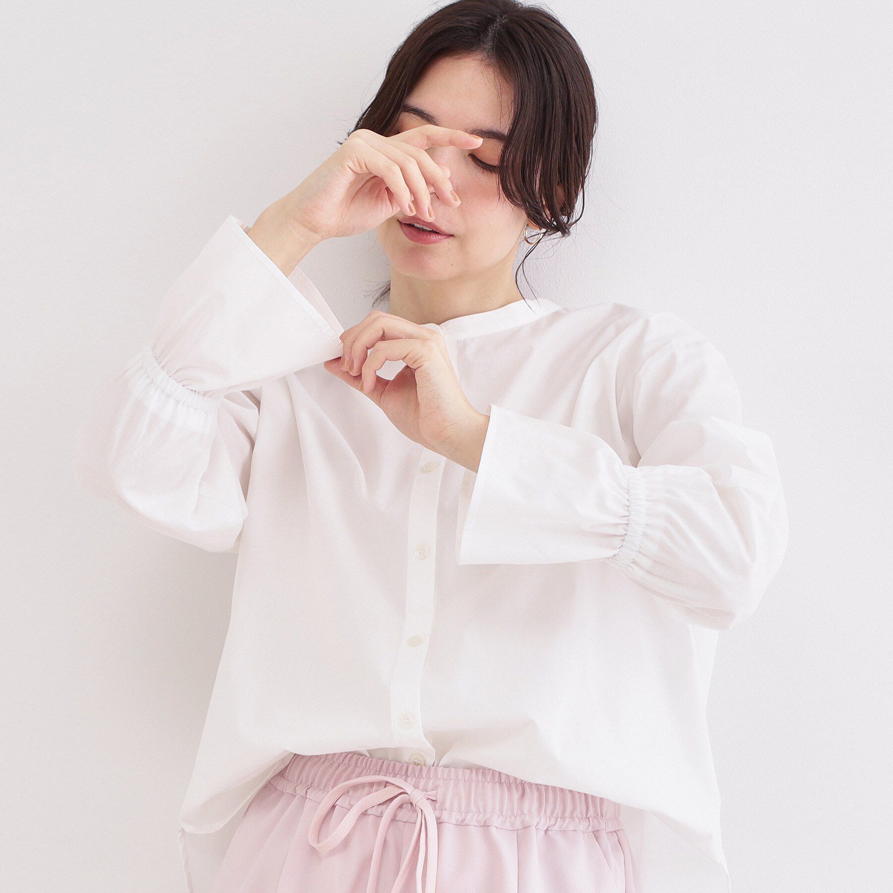 OPAQUE.CLIP「キャンディスリーブシャツ【洗濯機OK】」|シャツ・ブラウス|ホワイト(001)