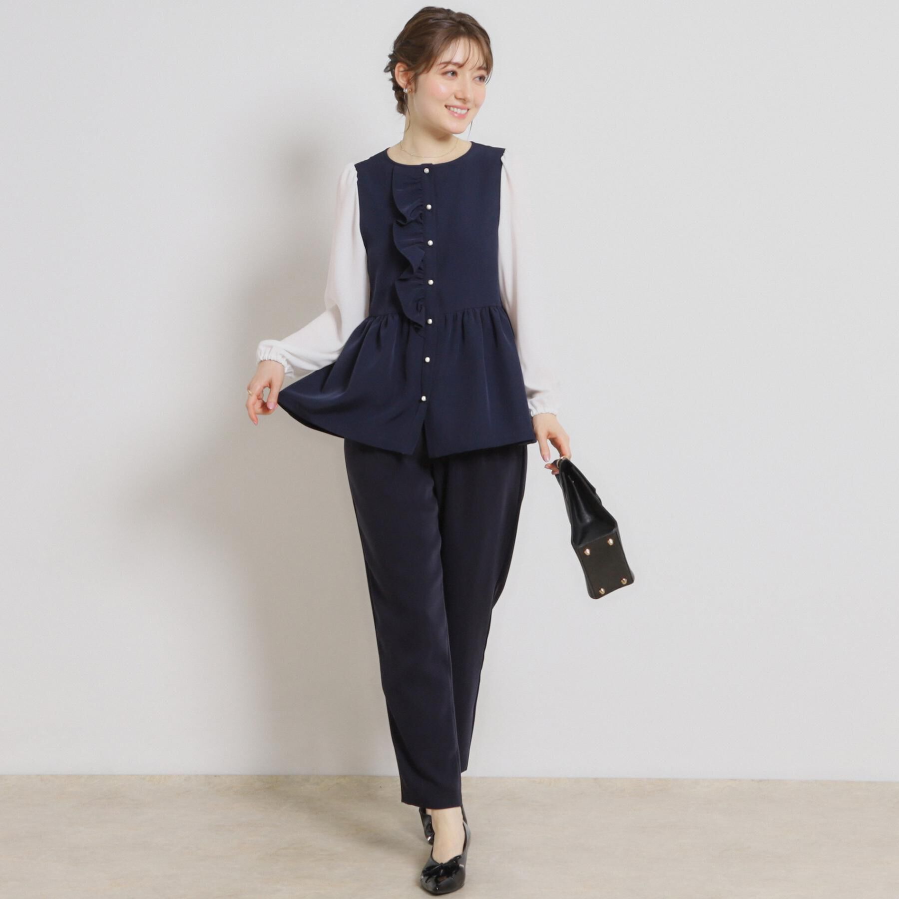 Couture broach「【ハレの日・通勤】フリルドッキング ペプラムブラウス」|シャツ・ブラウス|