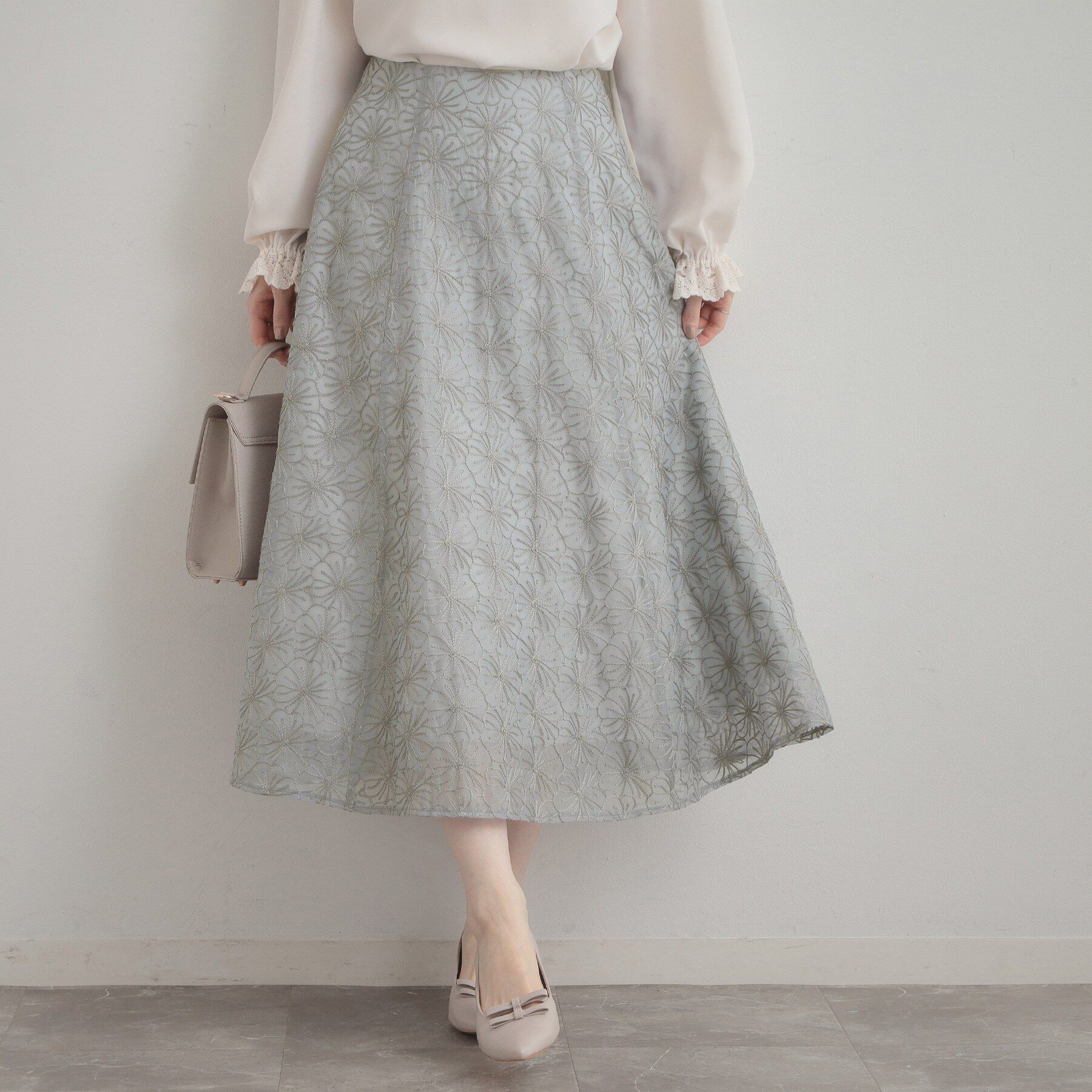 Couture broach「【洗える・着映え・通勤】フラワーエンブロスカート」|スカート|