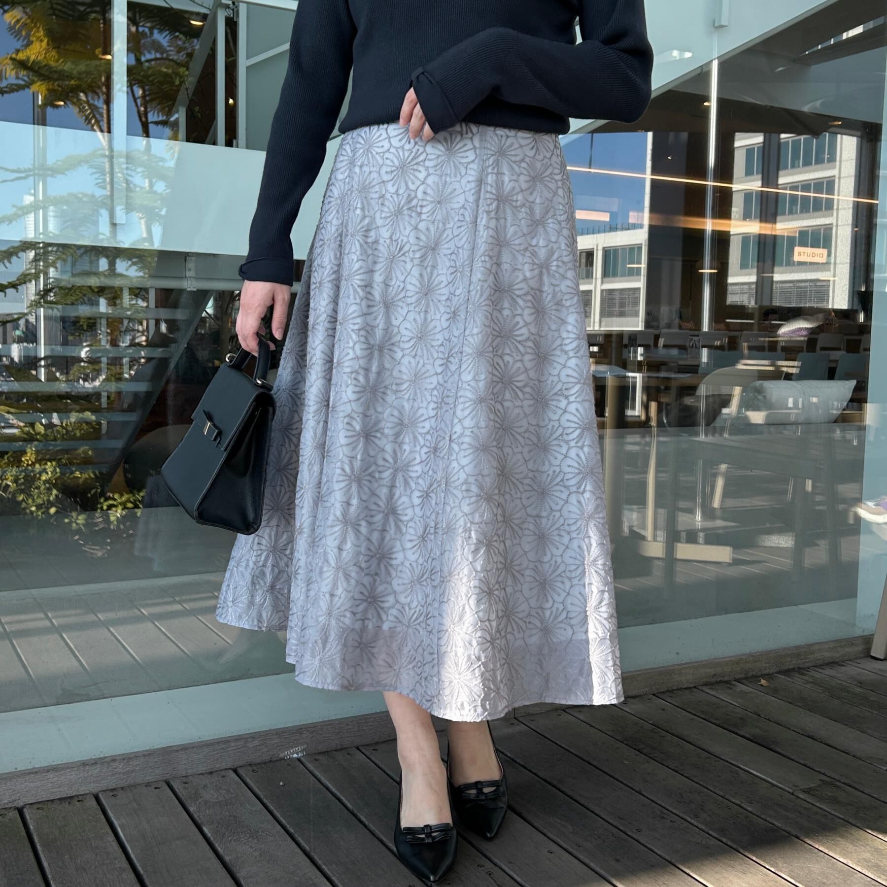 Couture broach「【洗える・着映え・通勤】フラワーエンブロスカート」|スカート|