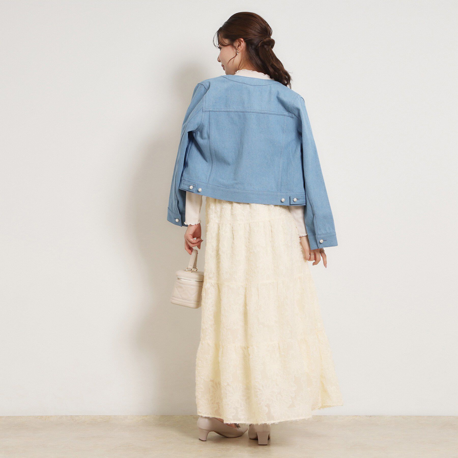 Couture broach「ティアードフラワーモチーフロングスカート」|スカート|