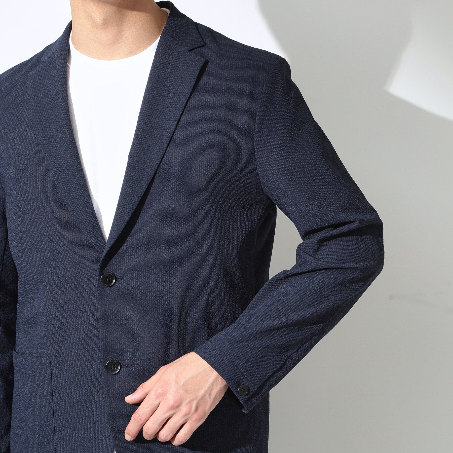 THE SHOP TK「マイクロ シアサッカー ジャケット 洗濯機OK／セットアップ可」|テーラードジャケット|