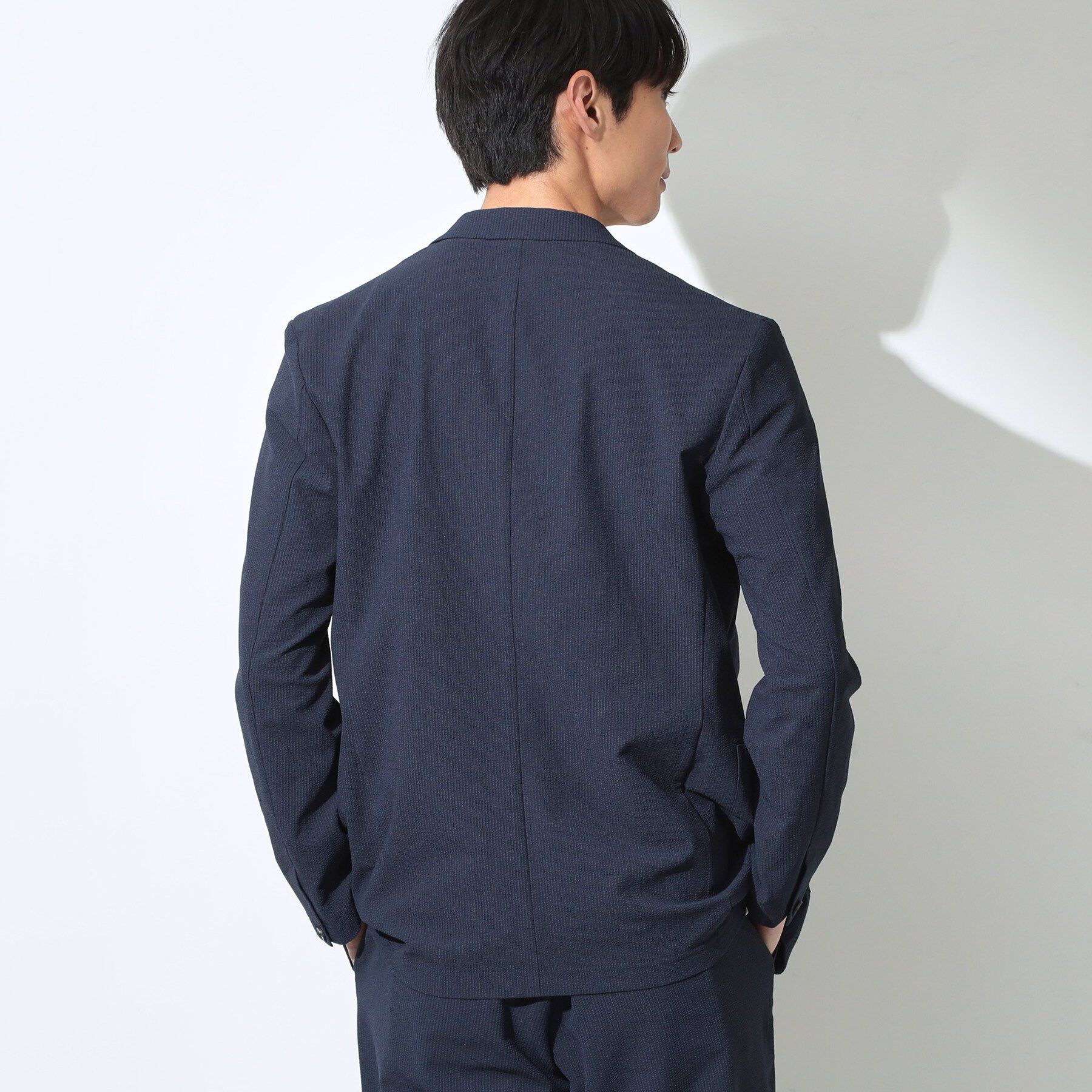 THE SHOP TK「マイクロ シアサッカー ジャケット 洗濯機OK／セットアップ可」|テーラードジャケット|