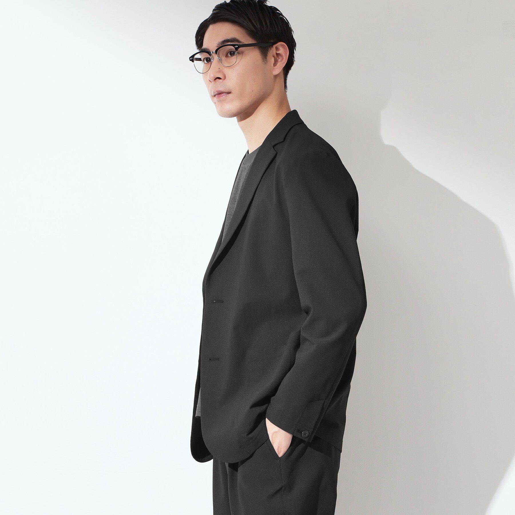 THE SHOP TK「マイクロ シアサッカー ジャケット 洗濯機OK／セットアップ可」|テーラードジャケット|