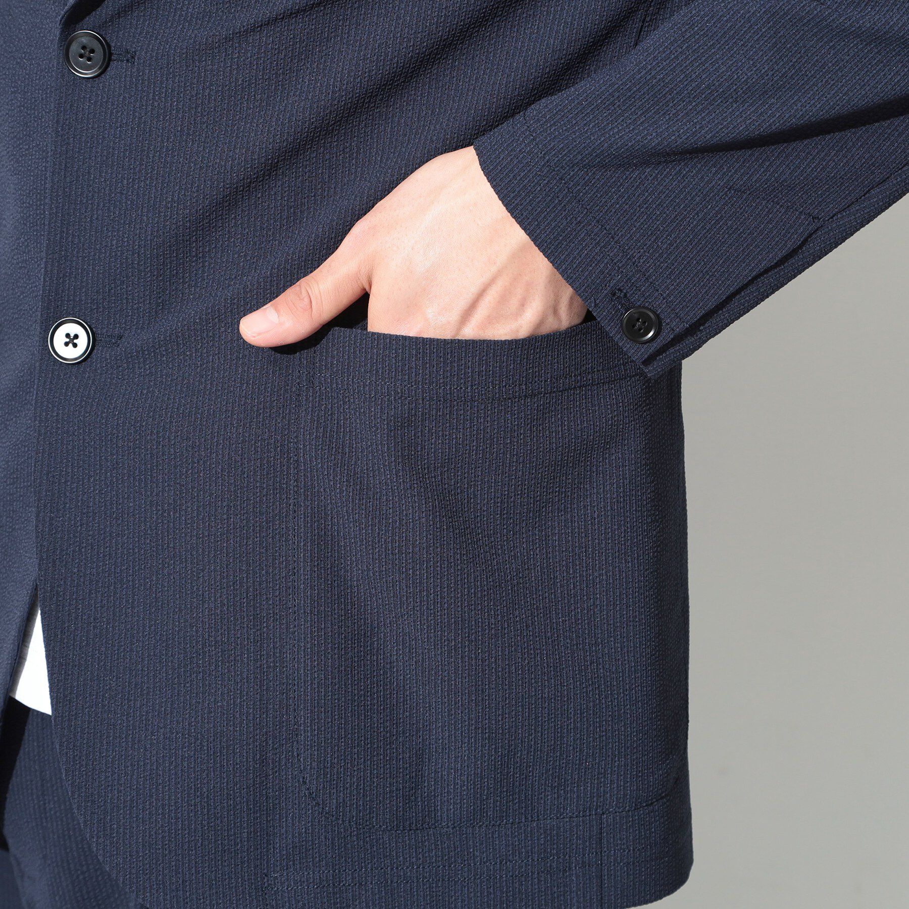 THE SHOP TK「マイクロ シアサッカー ジャケット 洗濯機OK／セットアップ可」|テーラードジャケット|