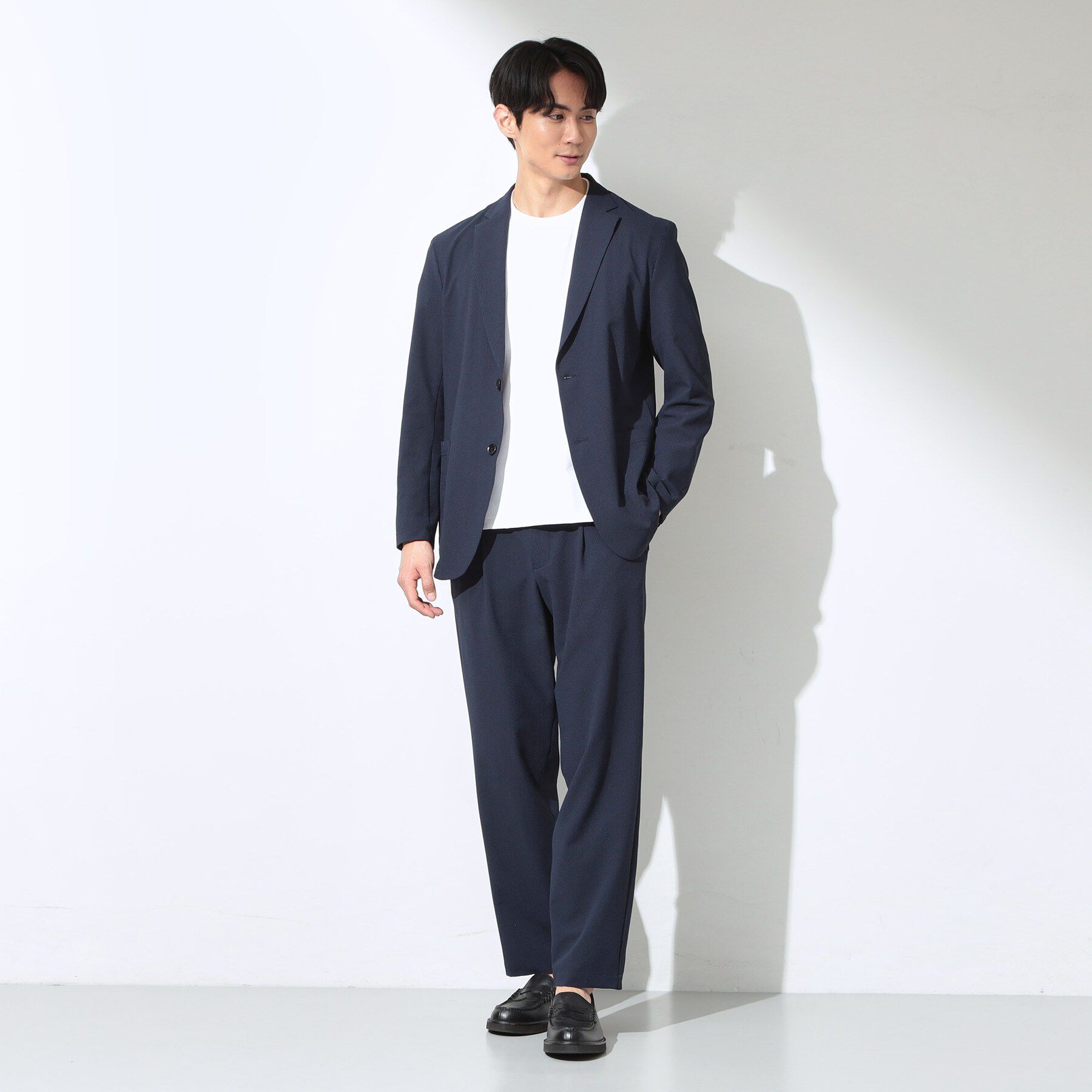 THE SHOP TK「マイクロ シアサッカー ジャケット 洗濯機OK／セットアップ可」|テーラードジャケット|