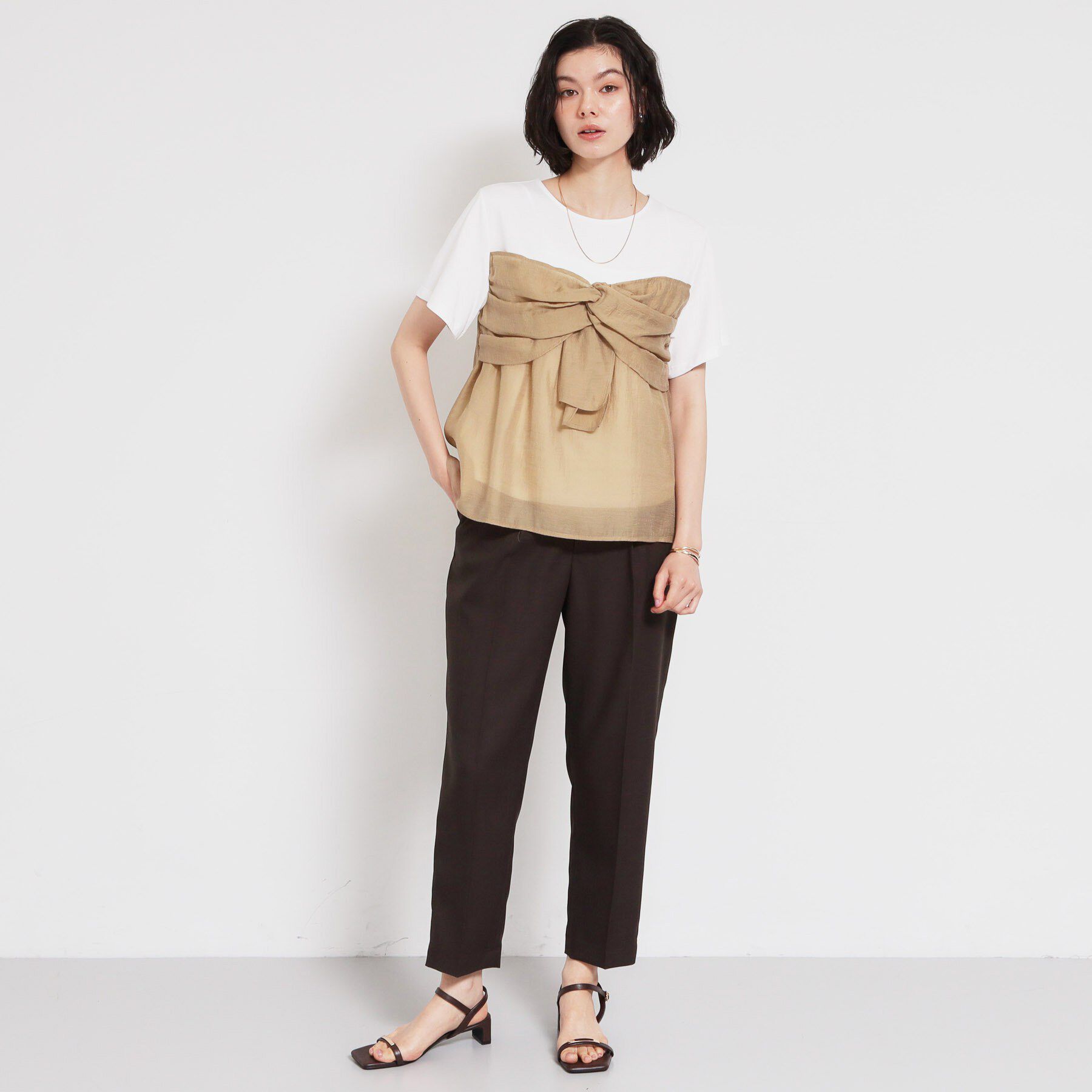 THE SHOP TK「【ひんやり／吸水速乾／UV】ビスチェ風切り替えTシャツ」|Tシャツ・カットソー|