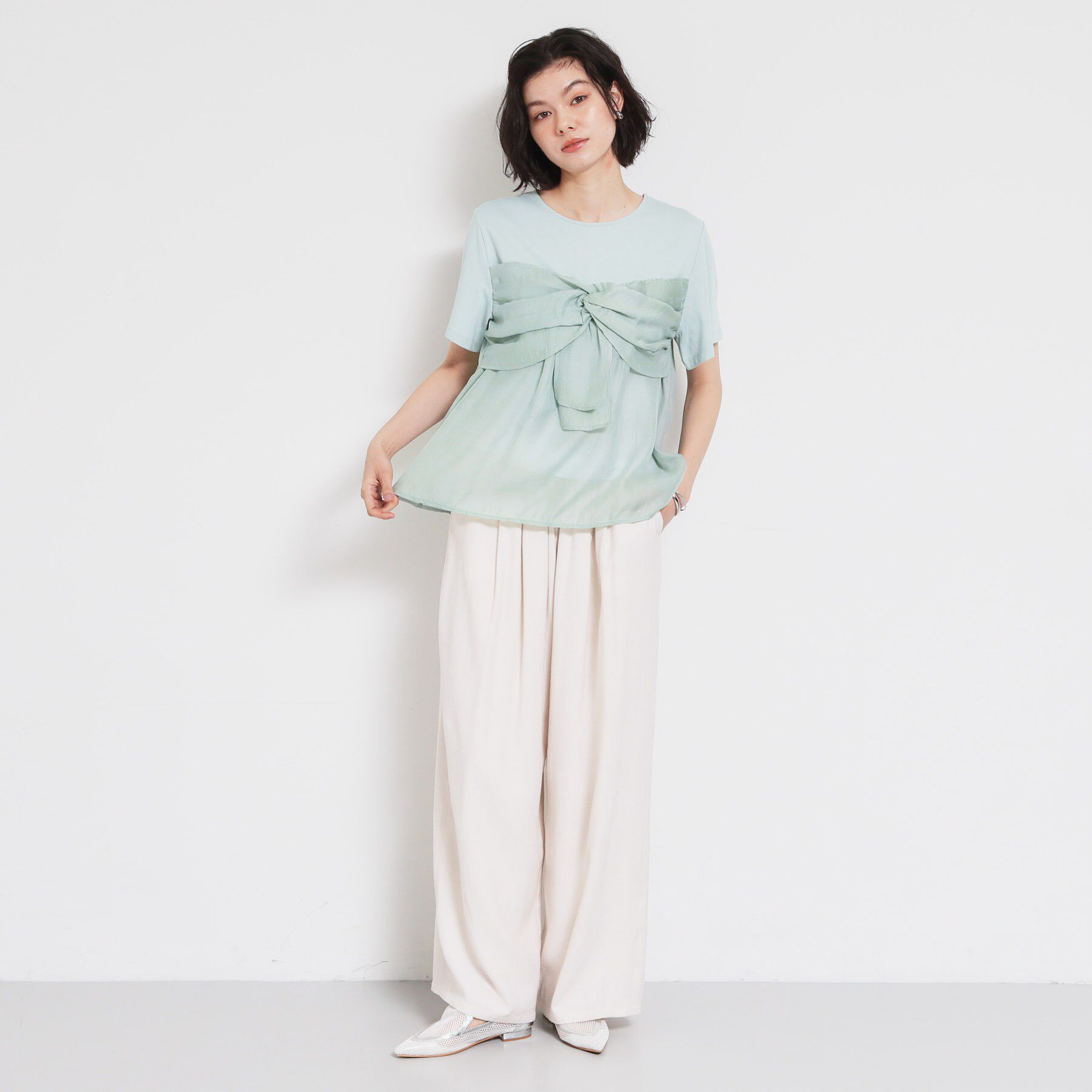 THE SHOP TK「【ひんやり／吸水速乾／UV】ビスチェ風切り替えTシャツ」|Tシャツ・カットソー|