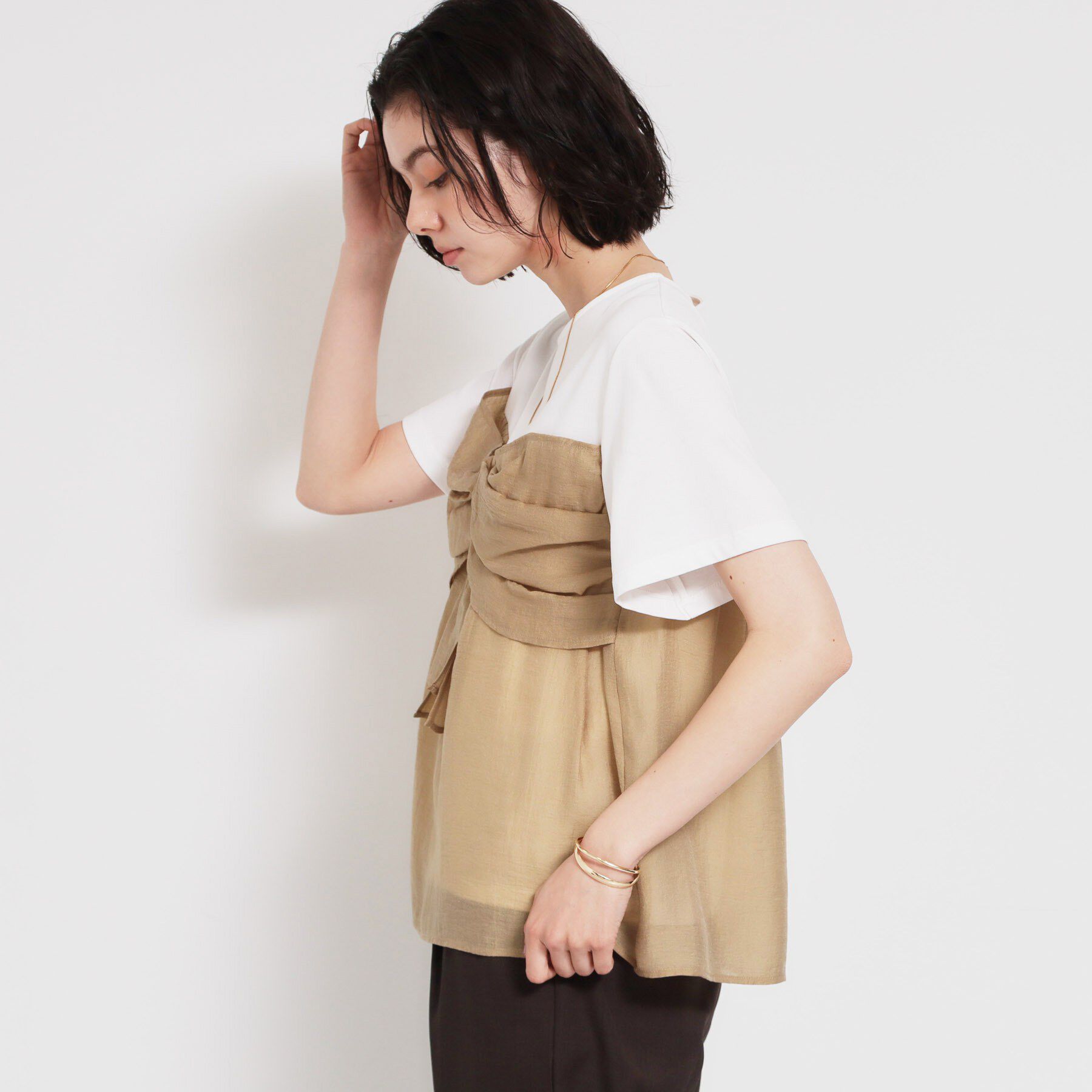 THE SHOP TK「【ひんやり／吸水速乾／UV】ビスチェ風切り替えTシャツ」|Tシャツ・カットソー|