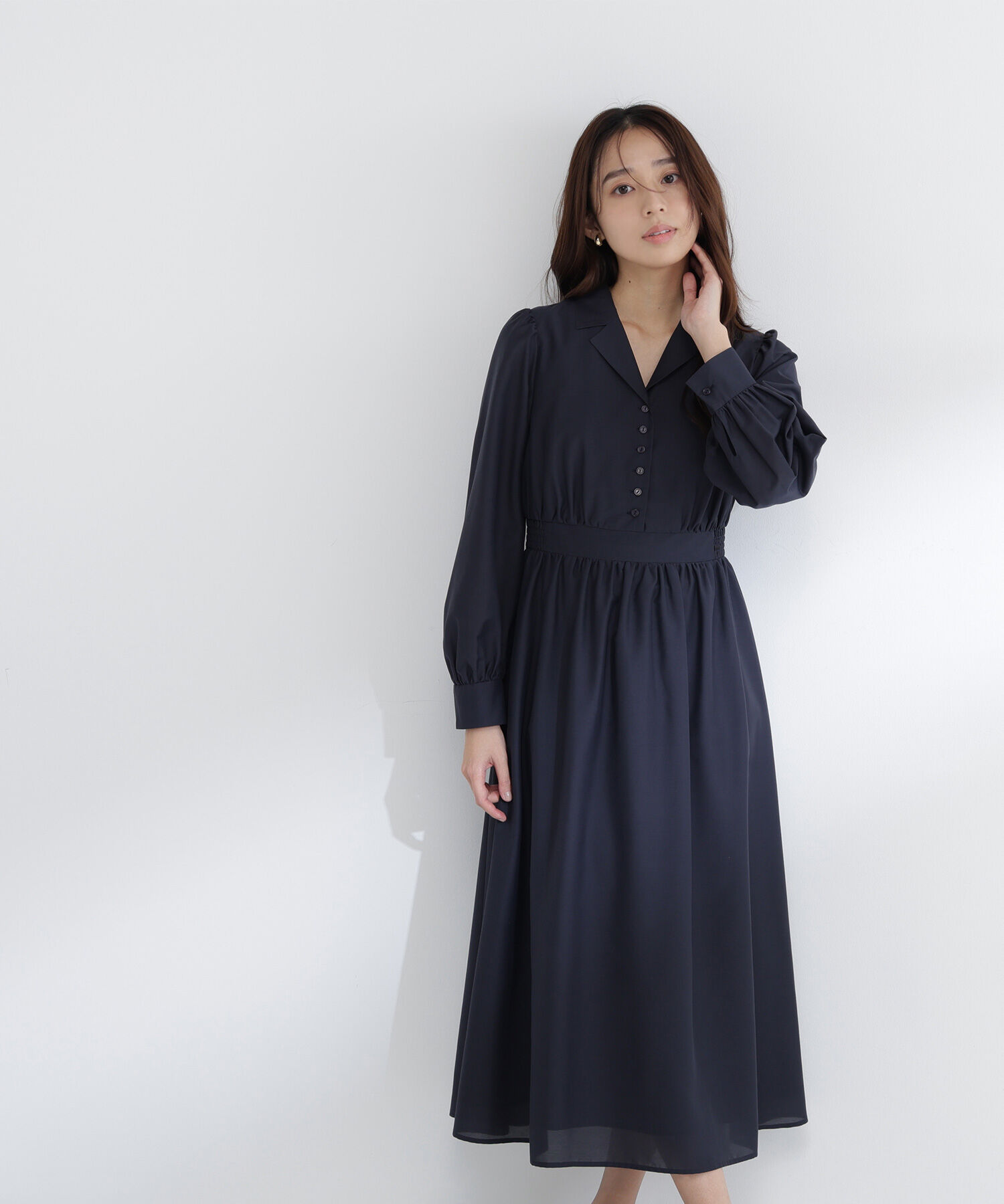  「フロントボタン開襟ワンピース」|ワンピース|