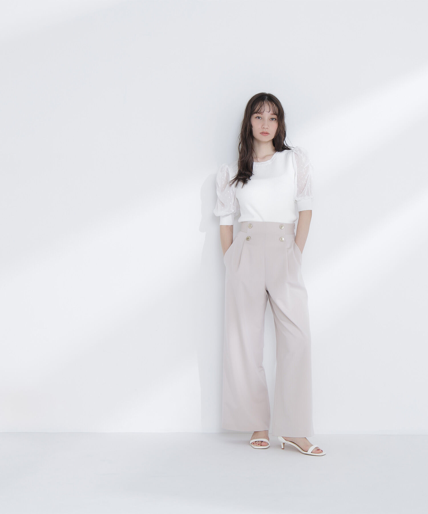  「ドットシアースリーブドッキングニット」|ニット・セーター|