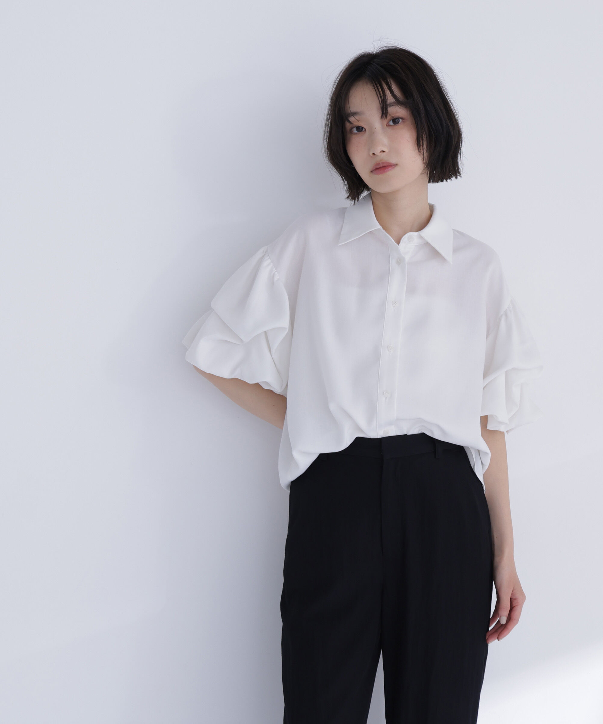  「ギャザーバルーンスリーブシャツ」|シャツ・ブラウス|