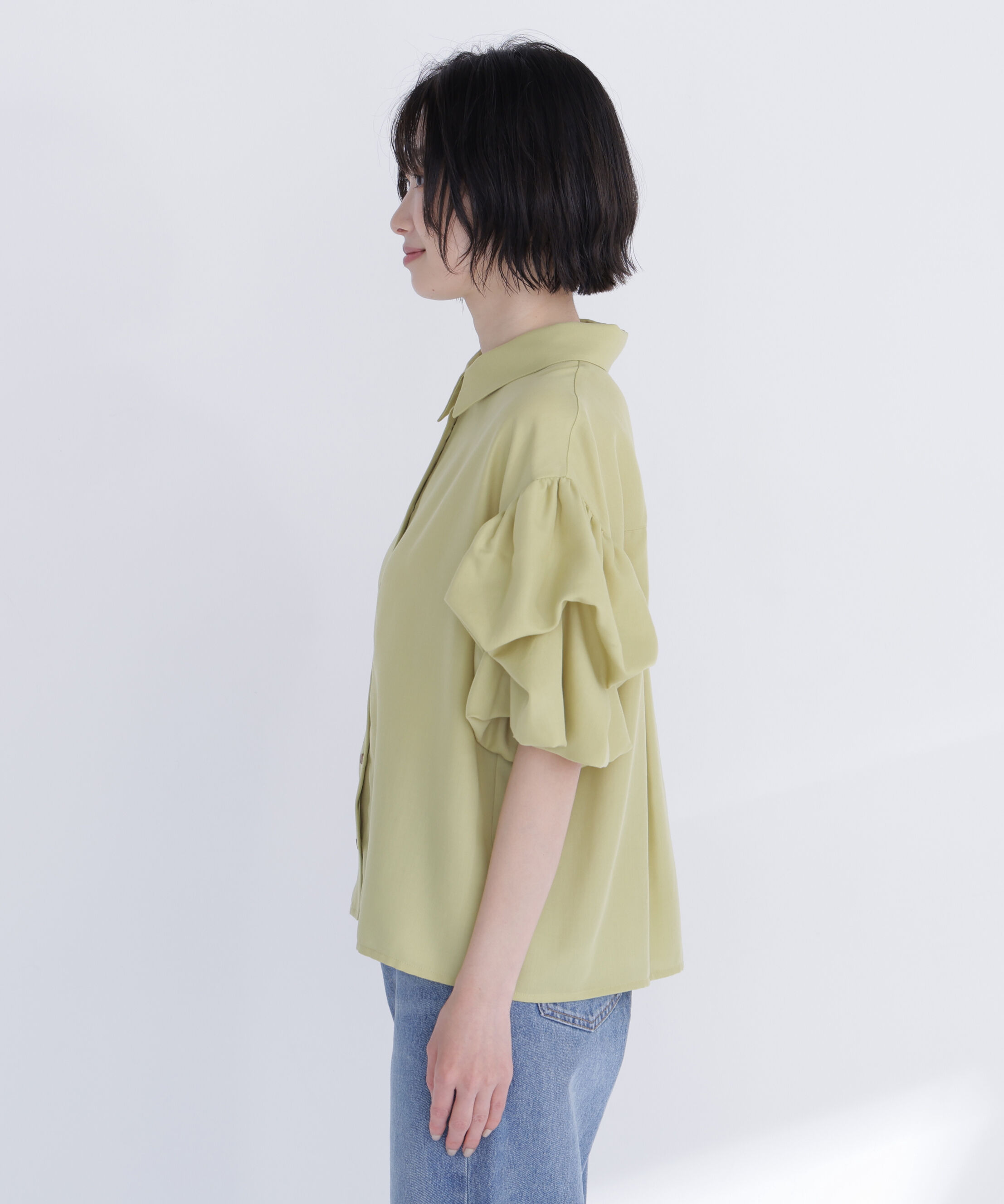  「ギャザーバルーンスリーブシャツ」|シャツ・ブラウス|