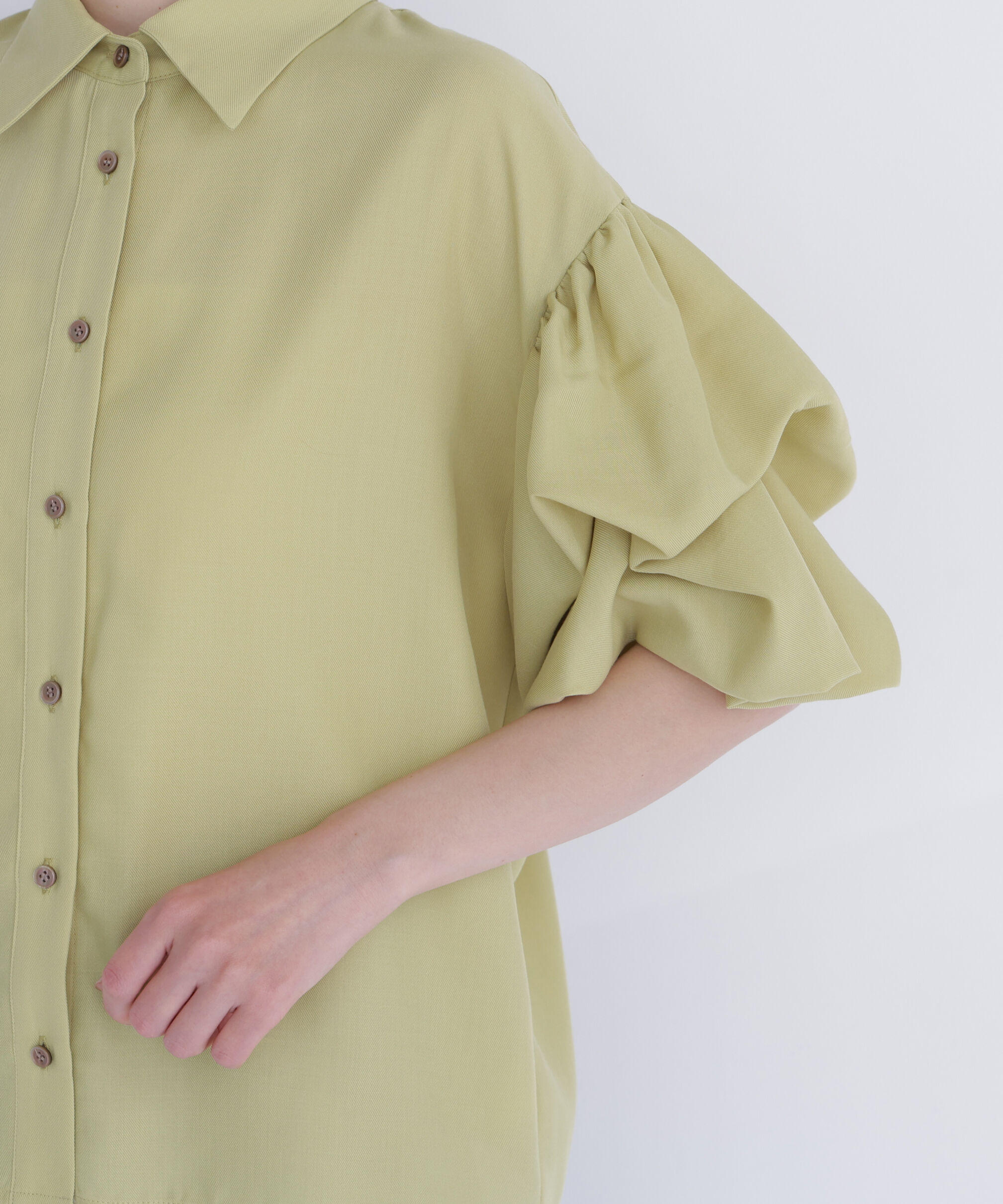  「ギャザーバルーンスリーブシャツ」|シャツ・ブラウス|