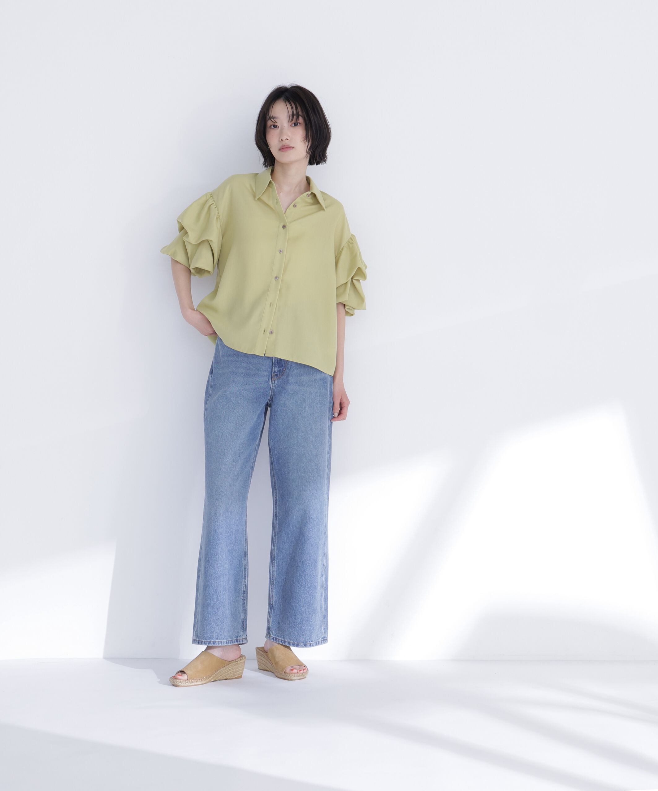  「ギャザーバルーンスリーブシャツ」|シャツ・ブラウス|