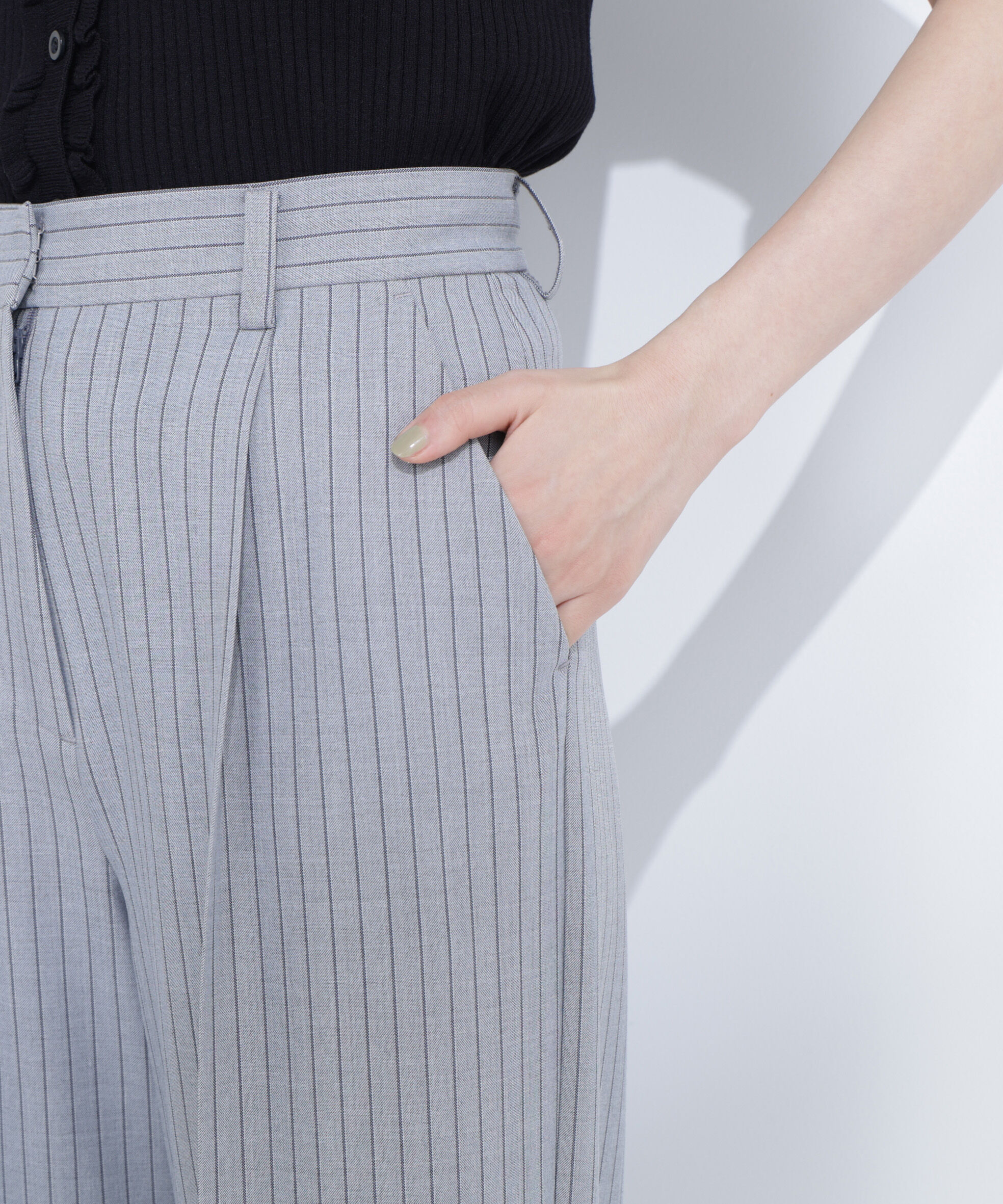  「ストライプタックストレートパンツ」|その他|