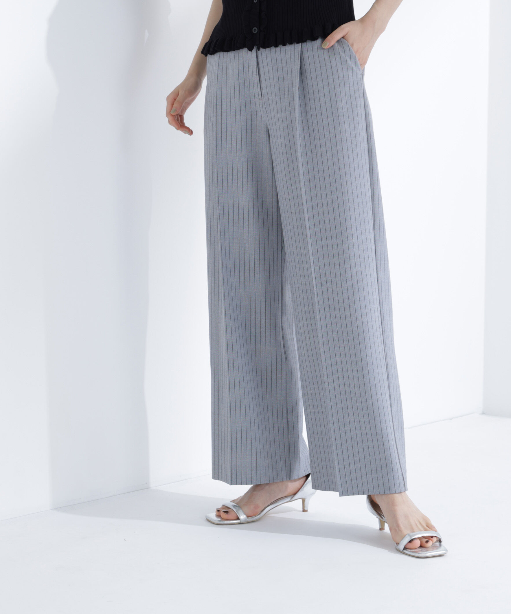  「ストライプタックストレートパンツ」|その他|