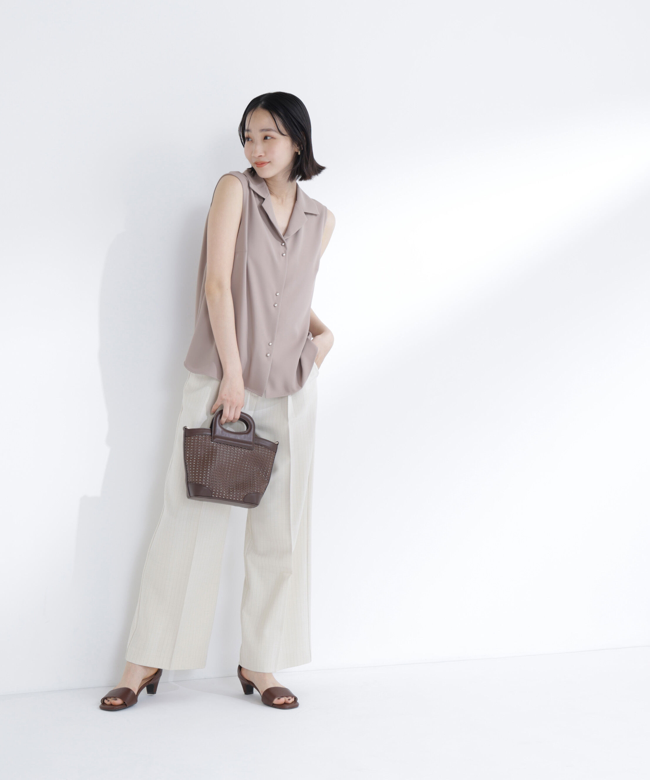  「ストライプタックストレートパンツ」|その他|