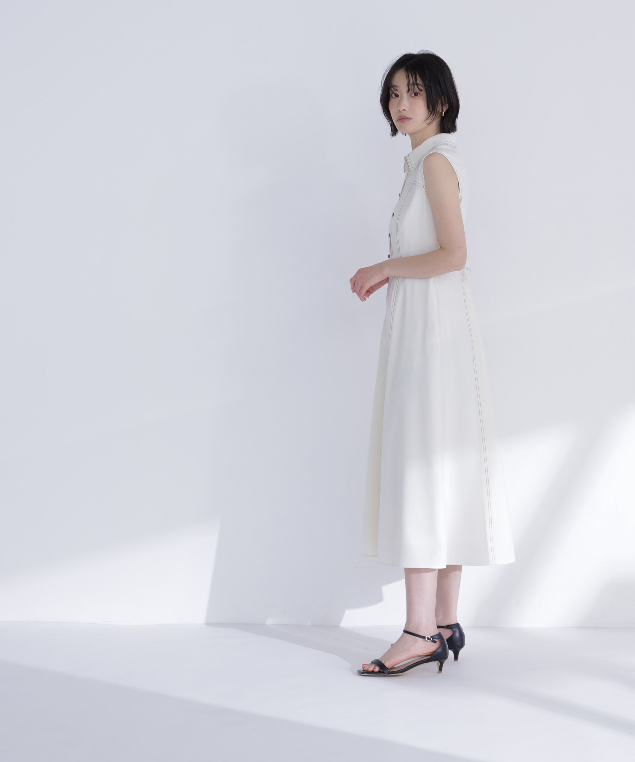  「襟付きバイカラーステッチワンピース」|ワンピース|