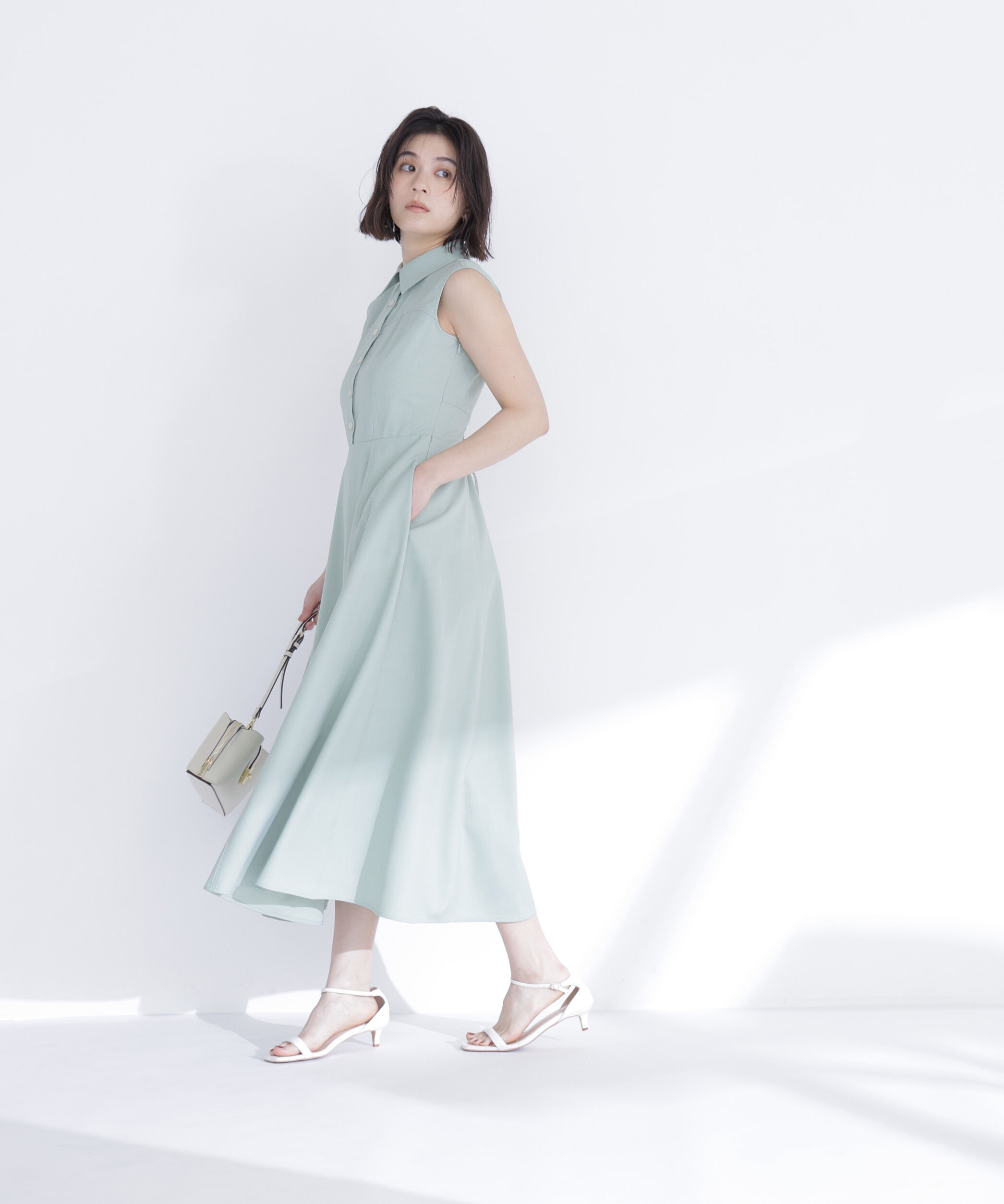  「襟付きバイカラーステッチワンピース」|ワンピース|