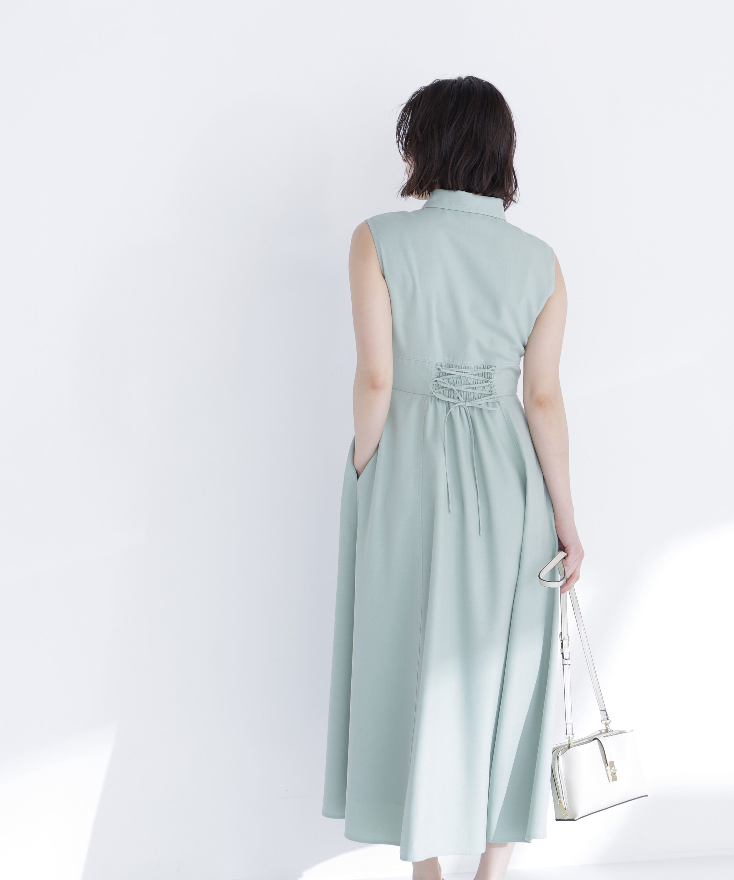  「襟付きバイカラーステッチワンピース」|ワンピース|