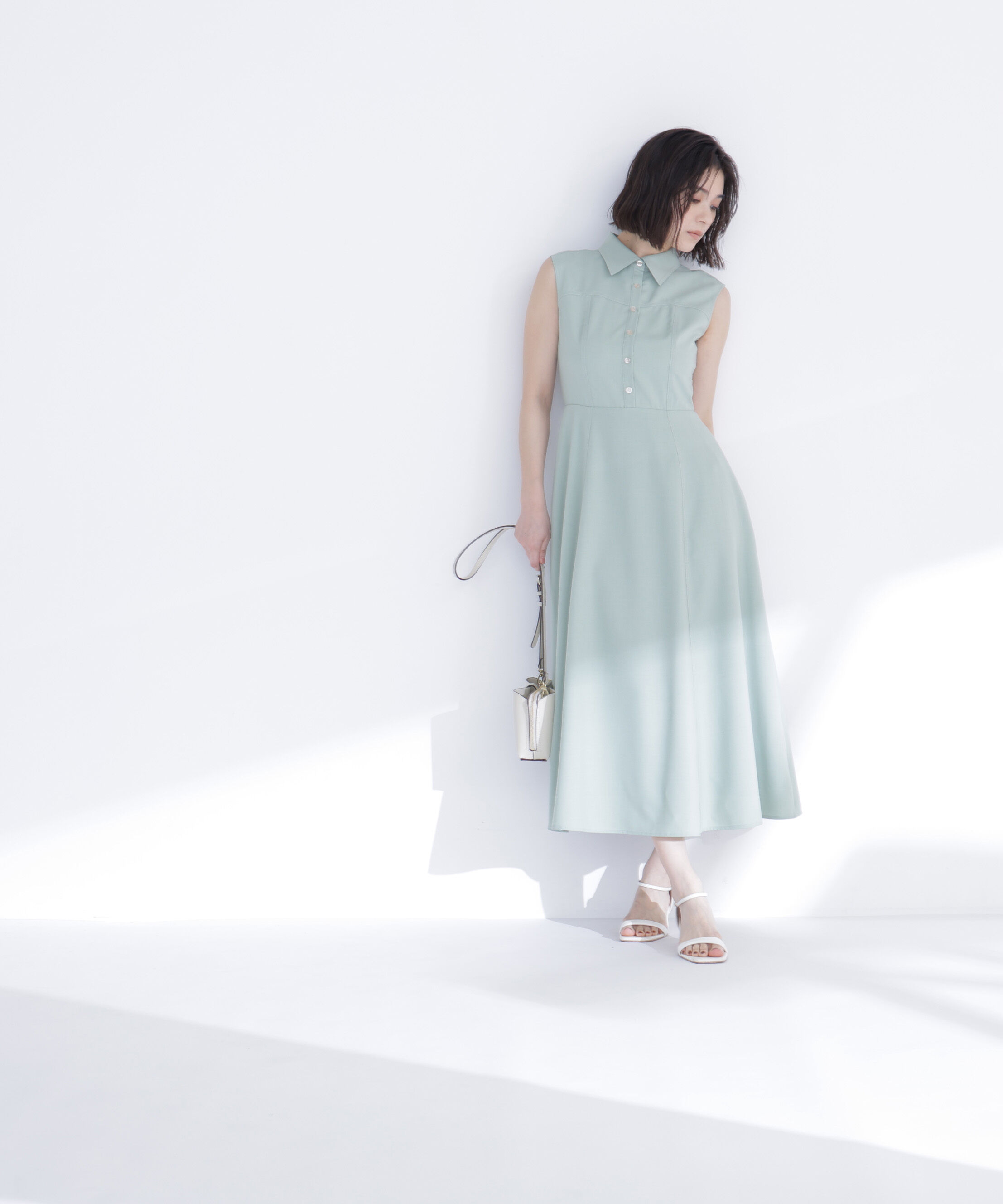  「襟付きバイカラーステッチワンピース」|ワンピース|