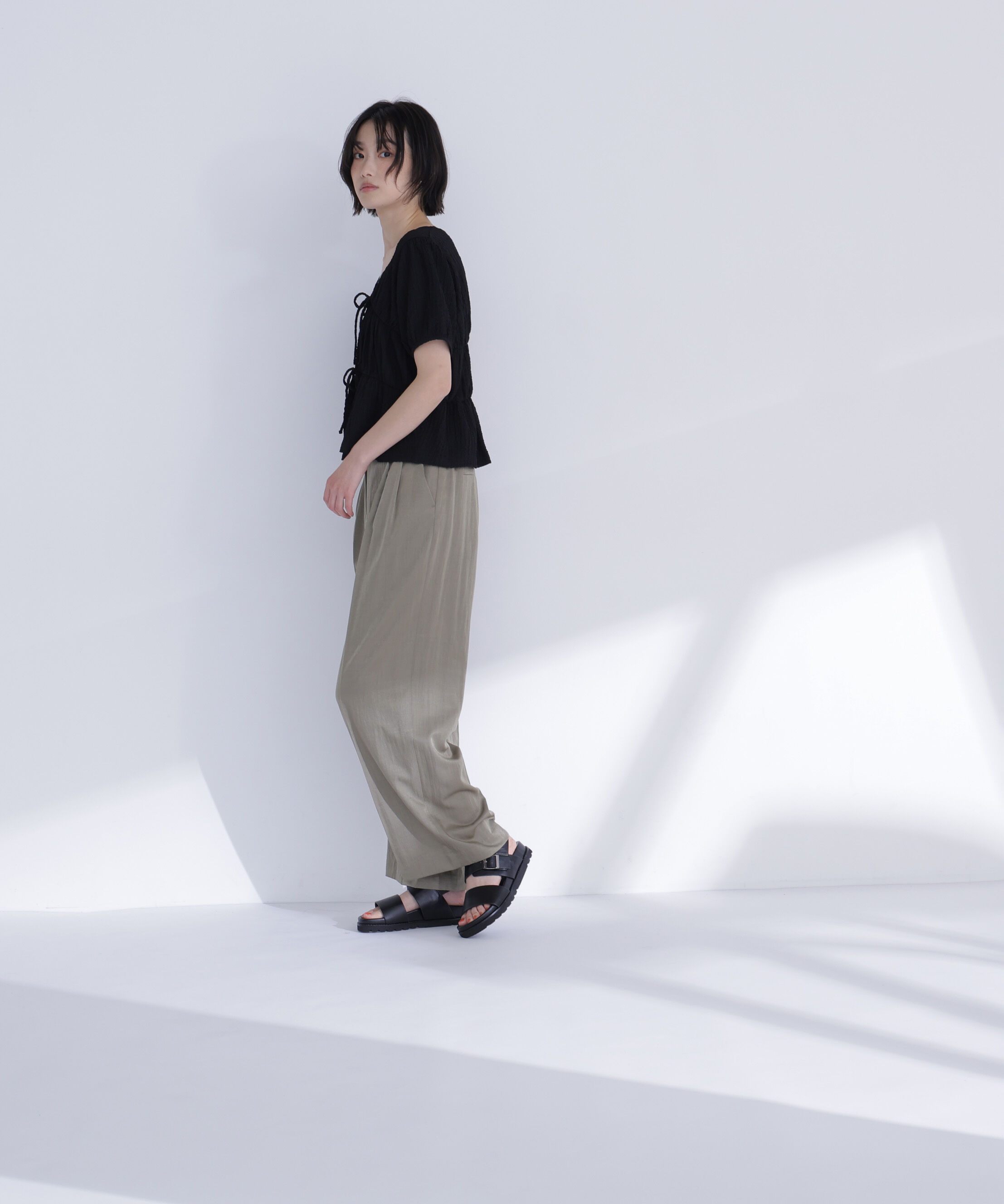  「フロントリボンシュリンクカットソー」|Tシャツ・カットソー|