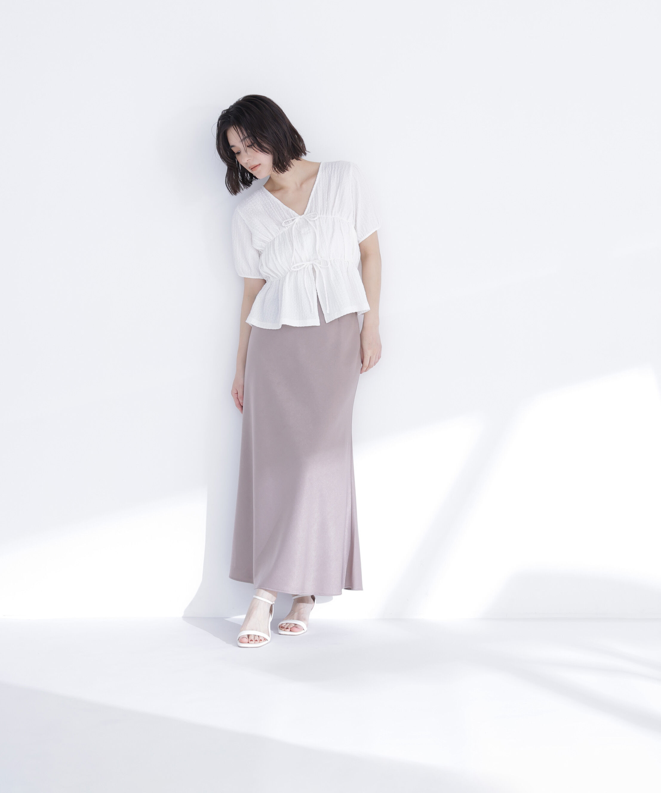  「フロントリボンシュリンクカットソー」|Tシャツ・カットソー|