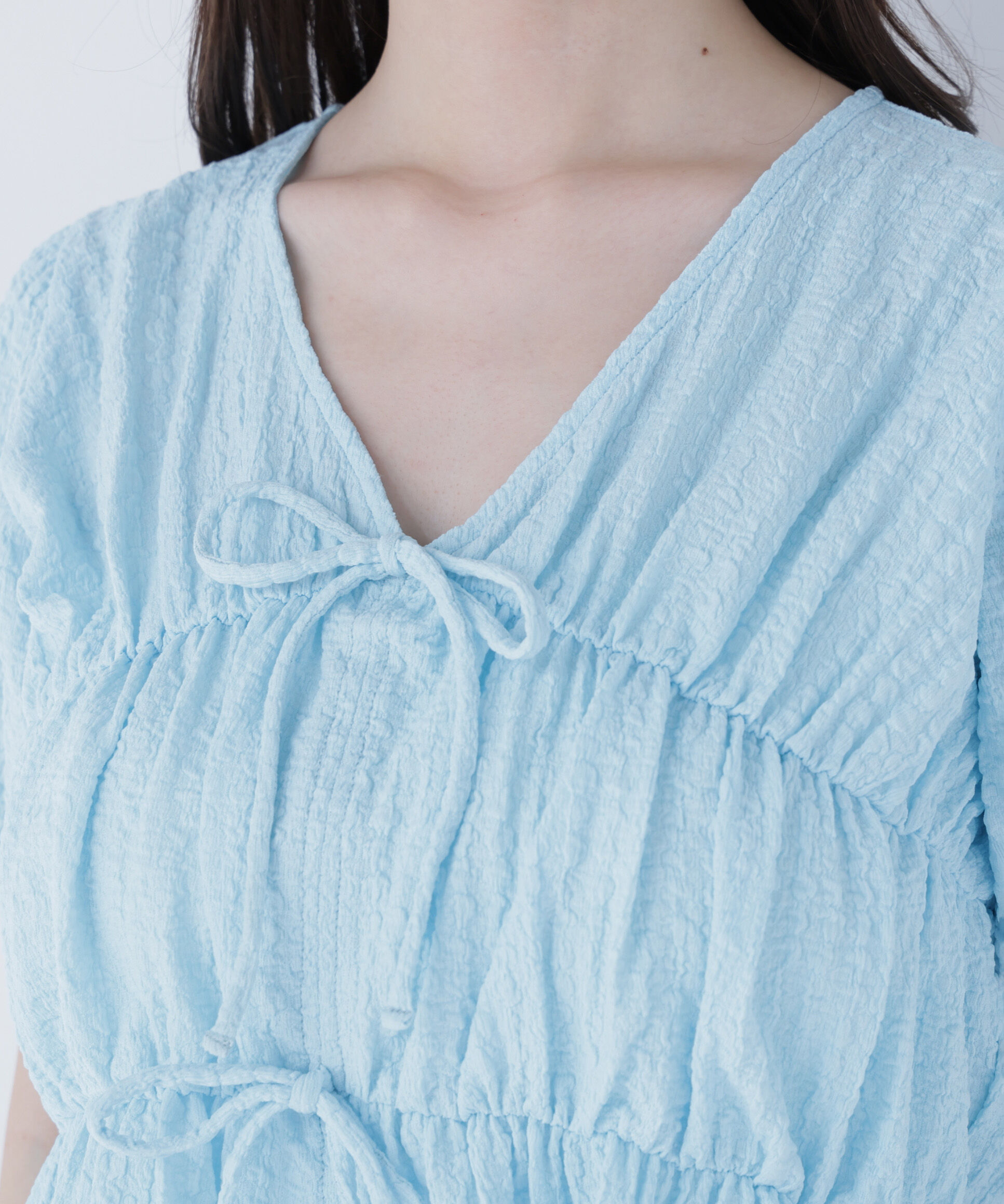  「フロントリボンシュリンクカットソー」|Tシャツ・カットソー|