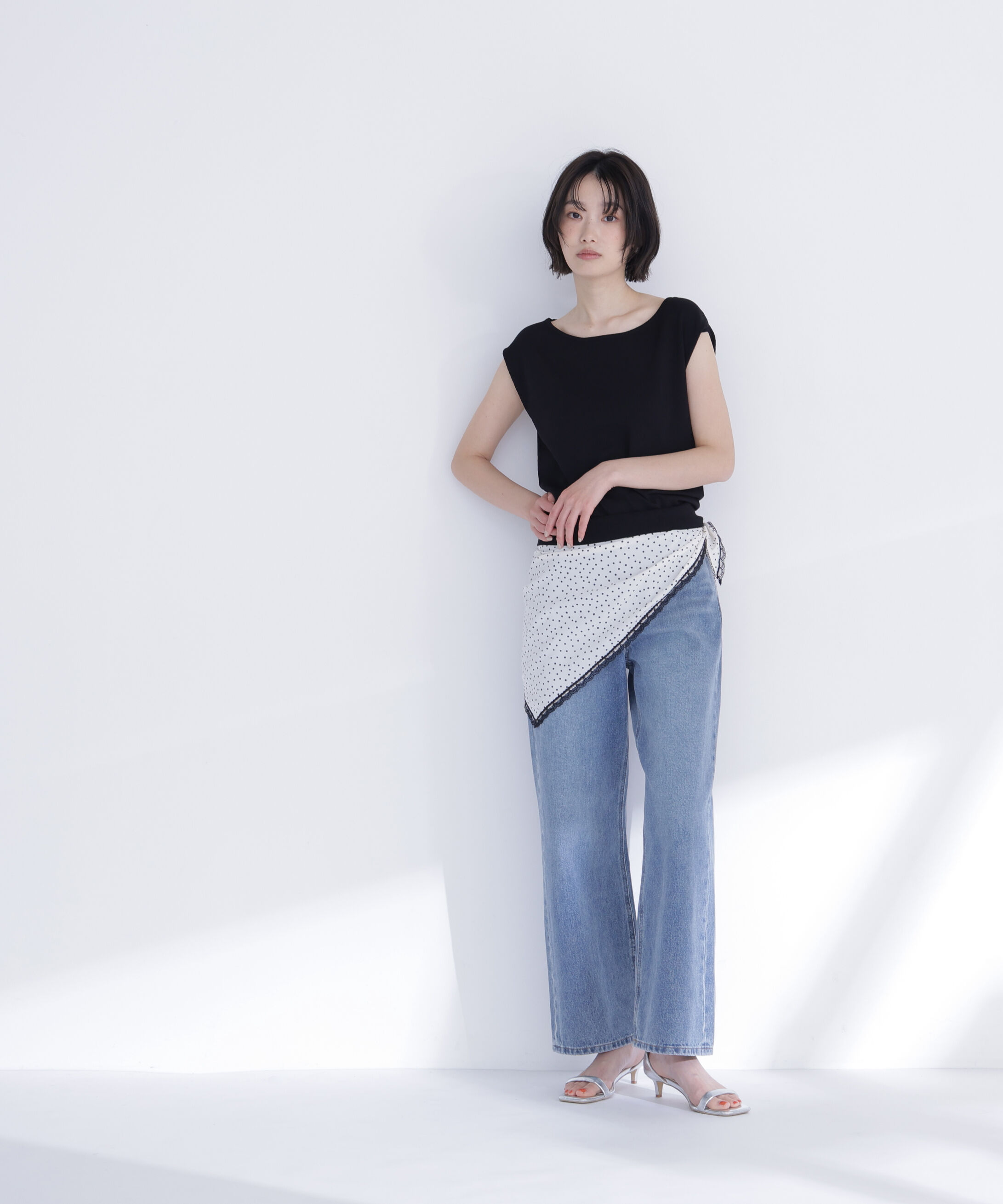  「ドットスカーフ付ニット」|ニット・セーター|