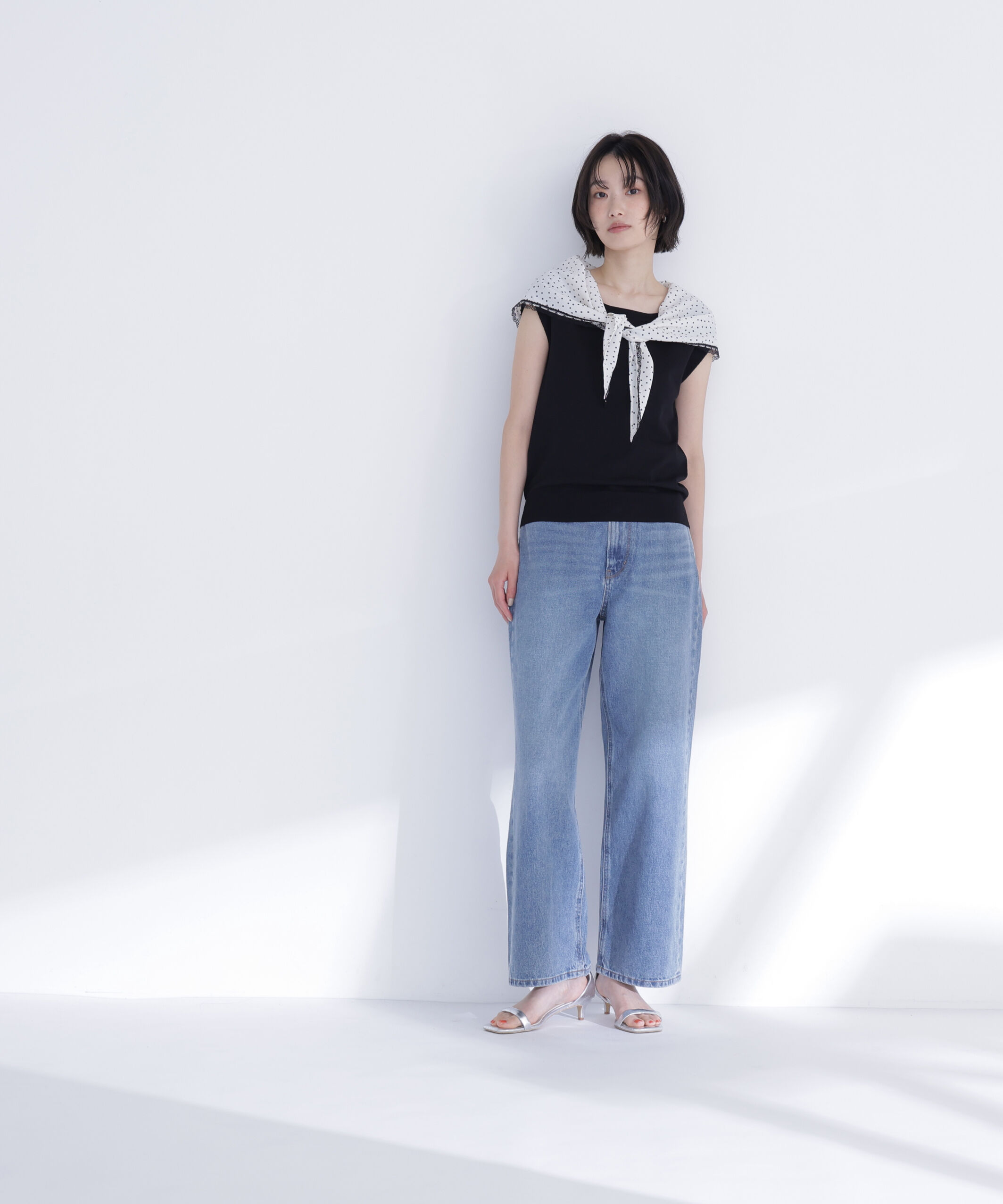  「ドットスカーフ付ニット」|ニット・セーター|