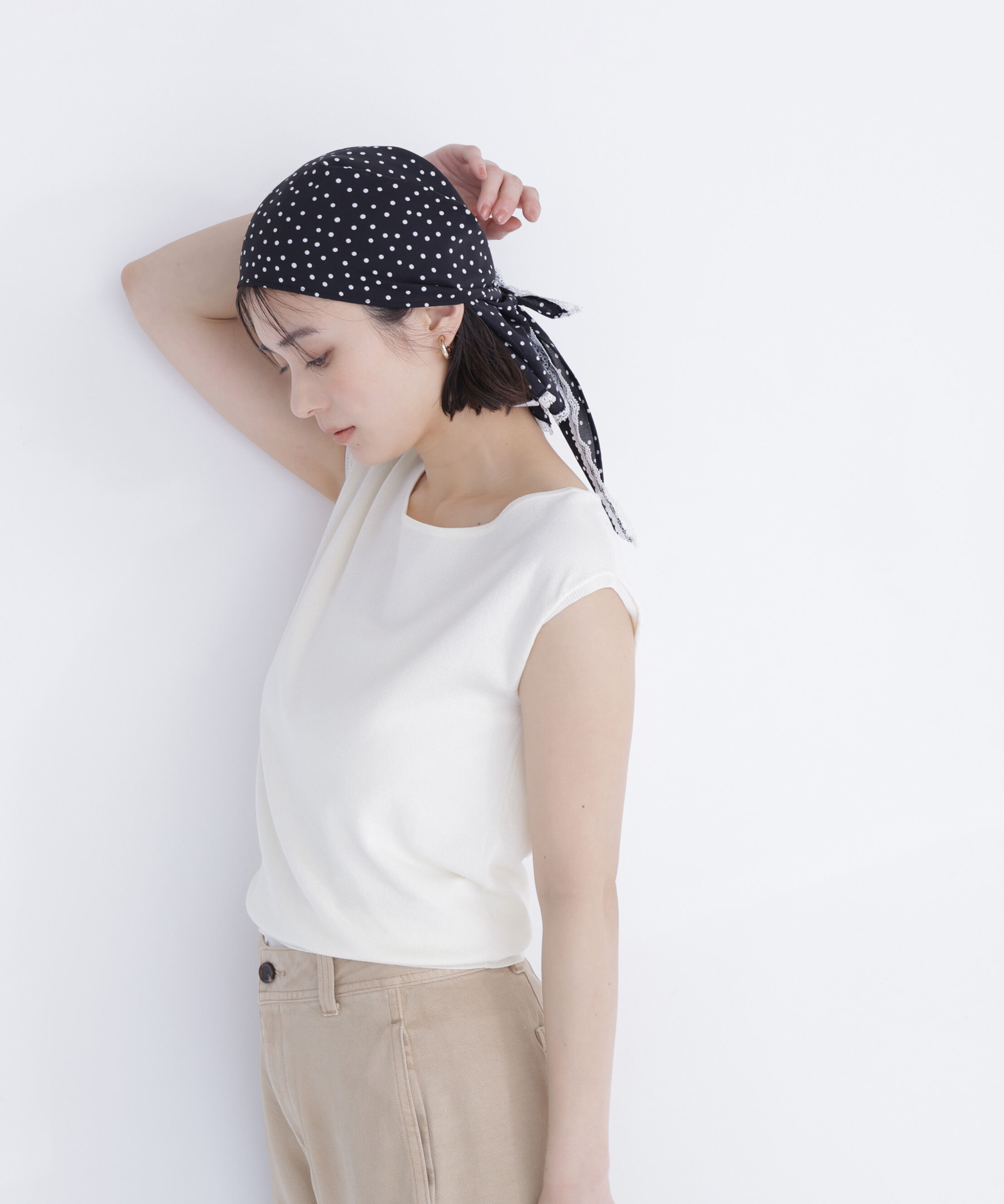  「ドットスカーフ付ニット」|ニット・セーター|