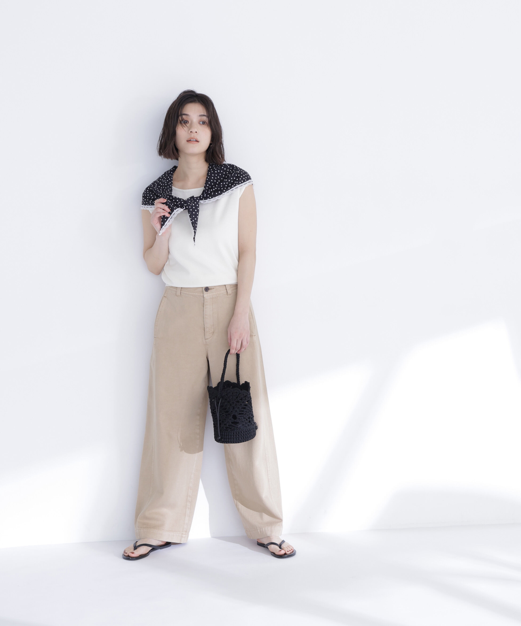  「ドットスカーフ付ニット」|ニット・セーター|