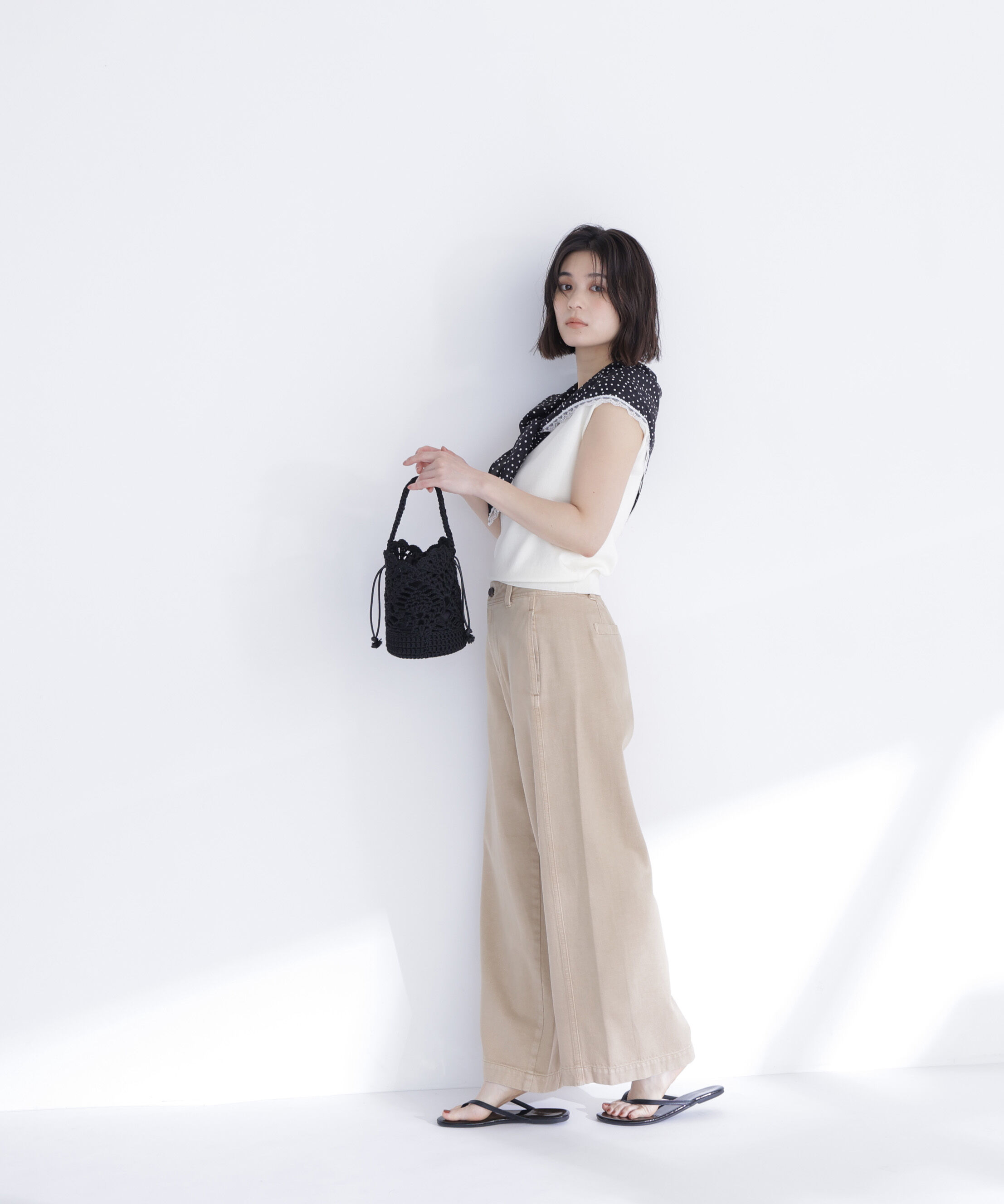  「ドットスカーフ付ニット」|ニット・セーター|