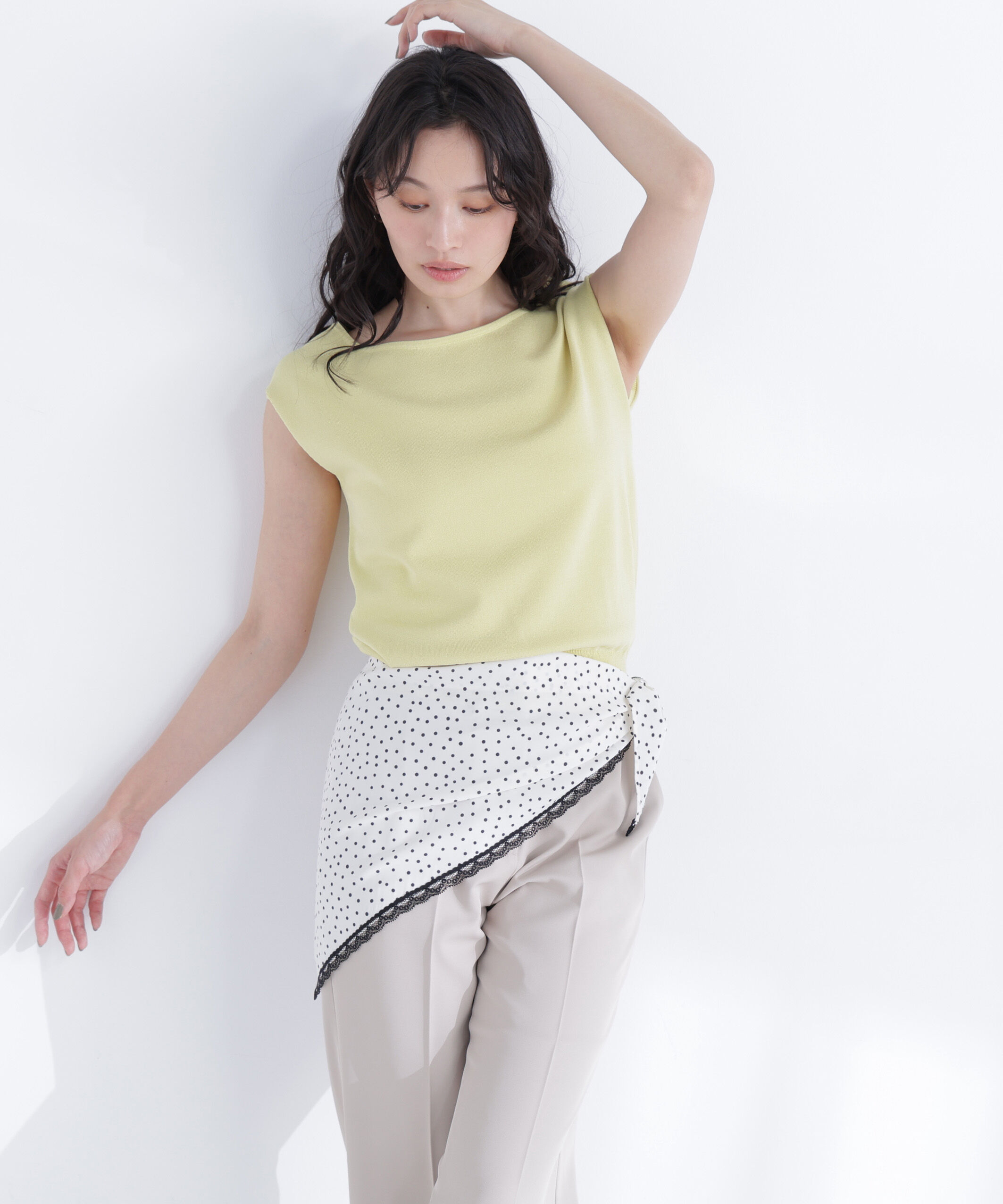  「ドットスカーフ付ニット」|ニット・セーター|