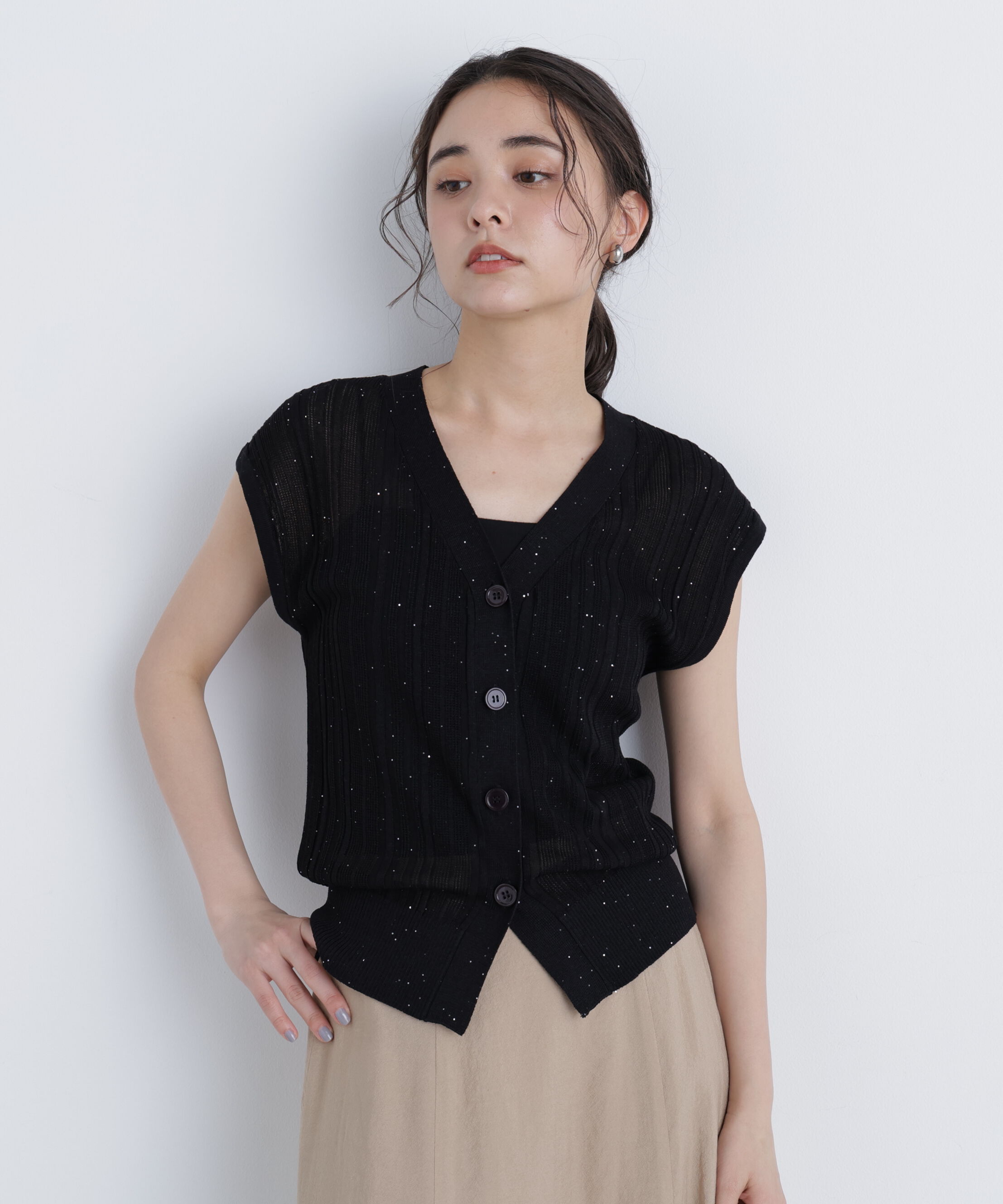  「スパンコールシアーニット」|ニット・セーター|