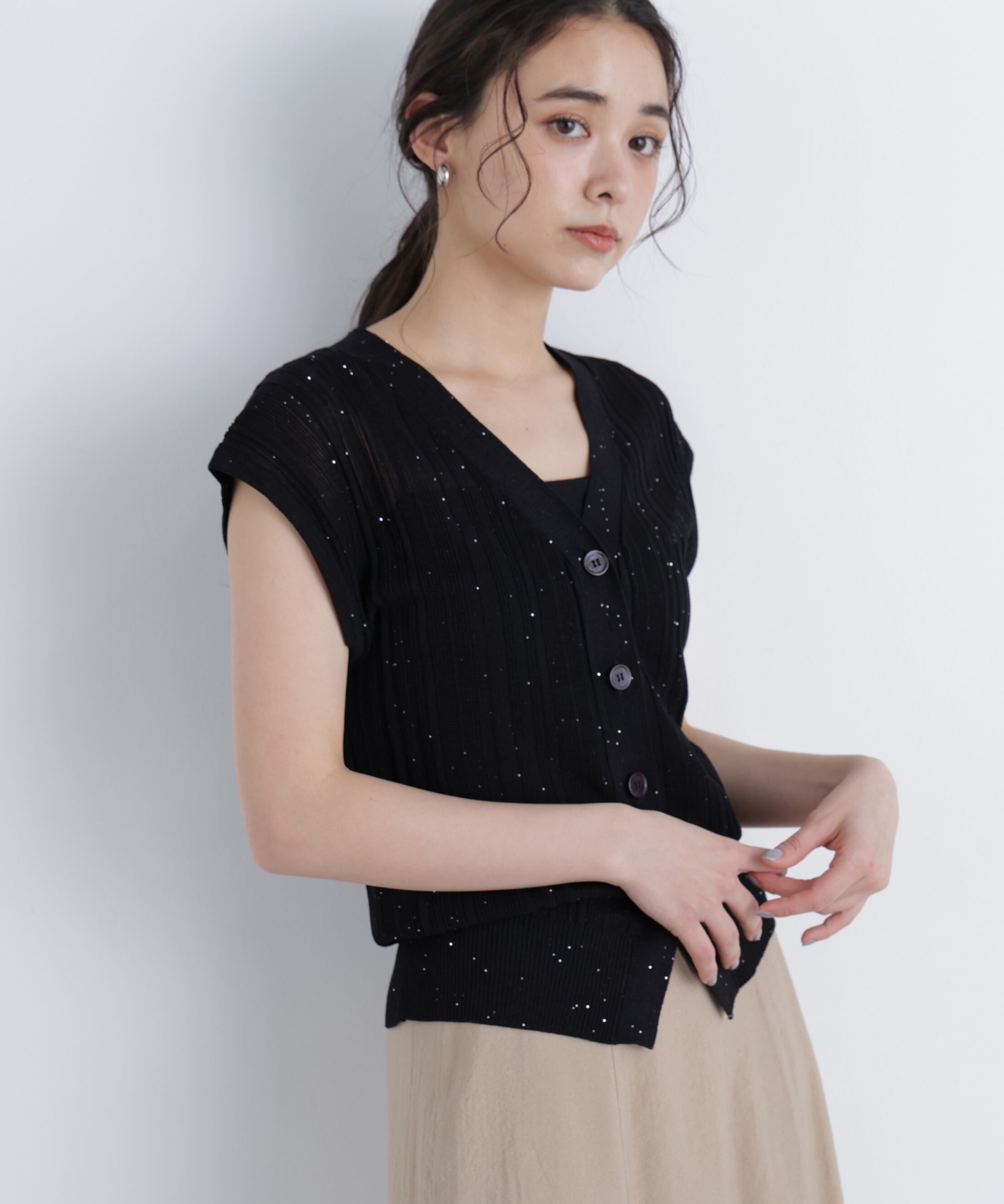  「スパンコールシアーニット」|ニット・セーター|