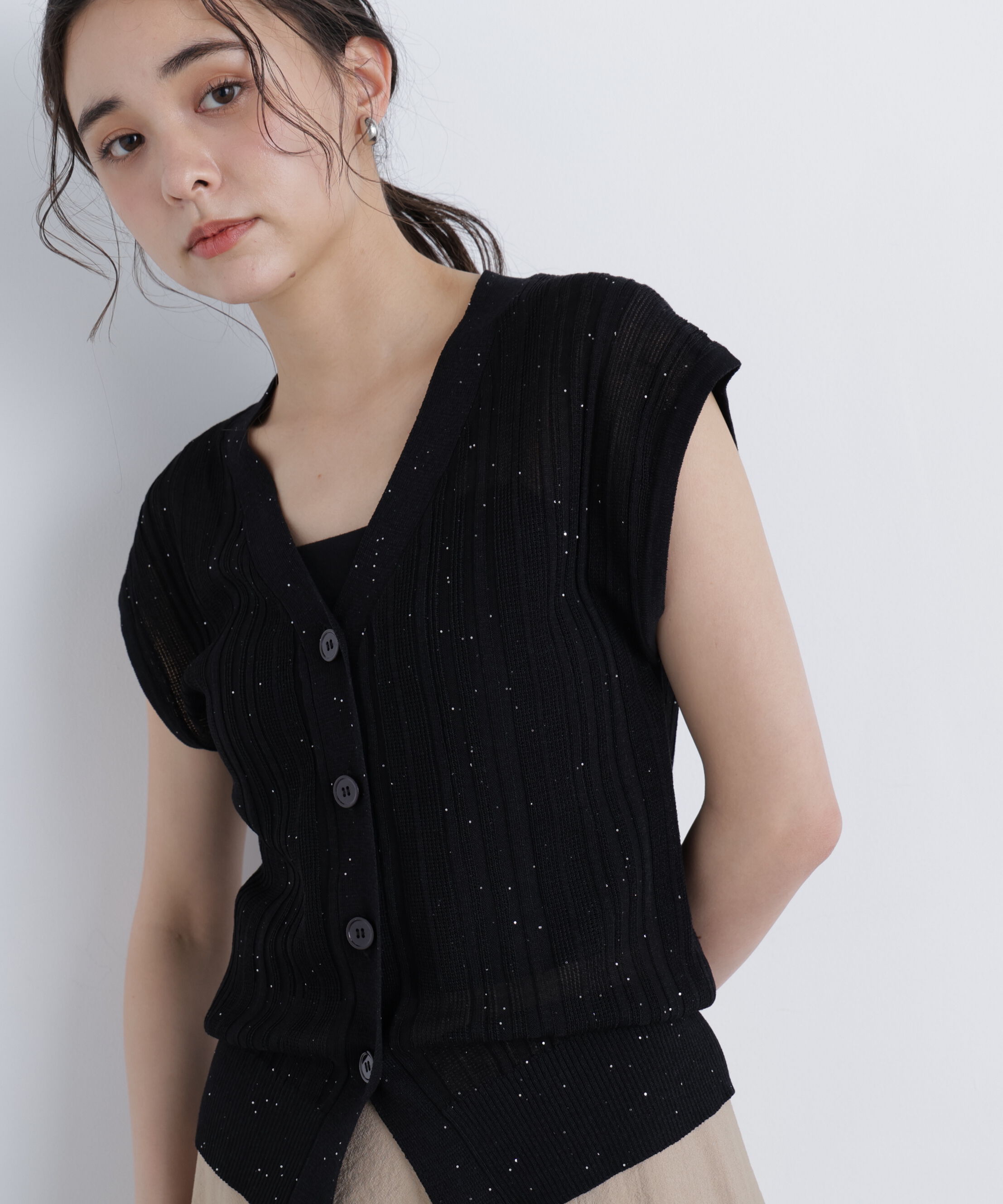  「スパンコールシアーニット」|ニット・セーター|