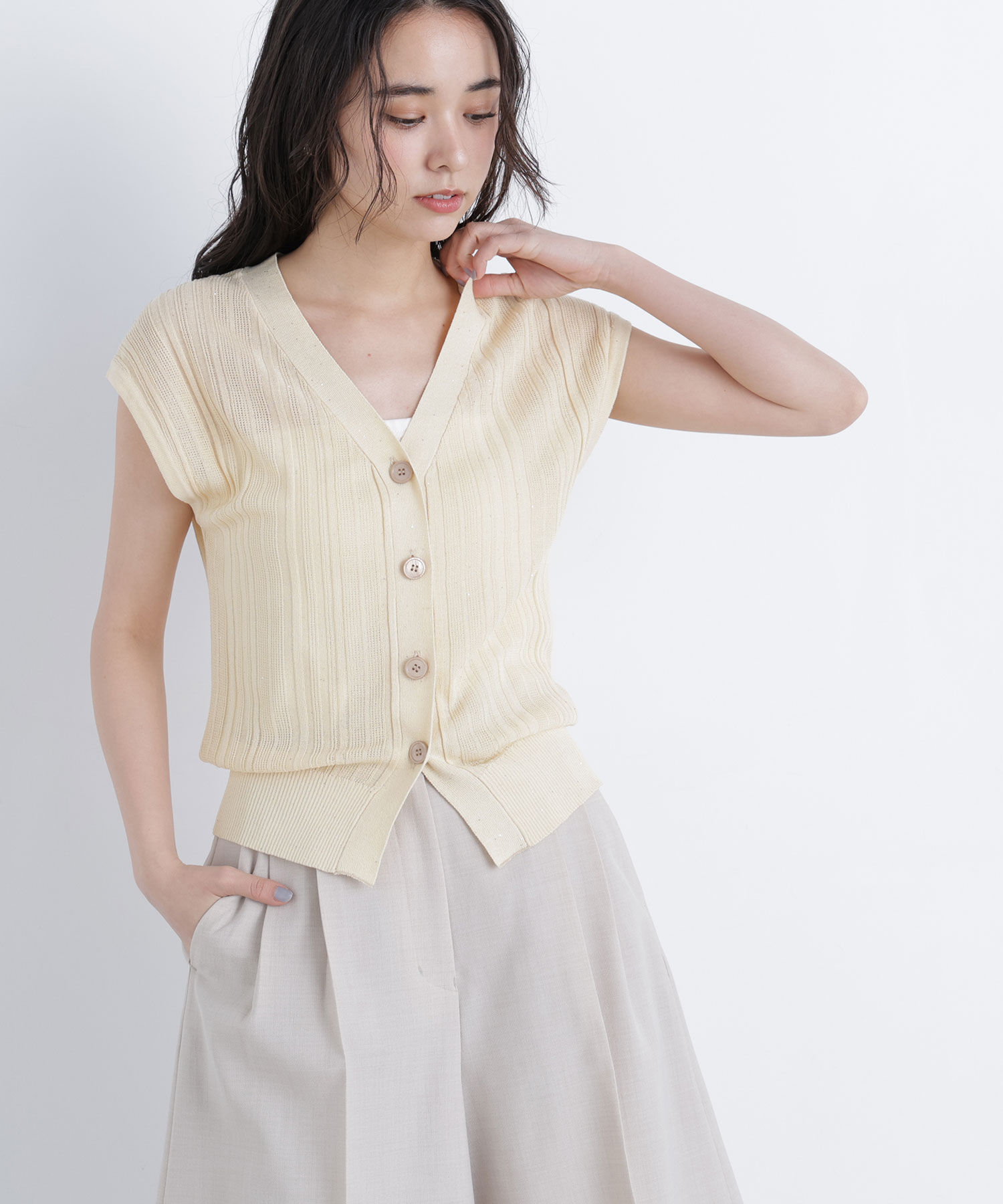  「スパンコールシアーニット」|ニット・セーター|