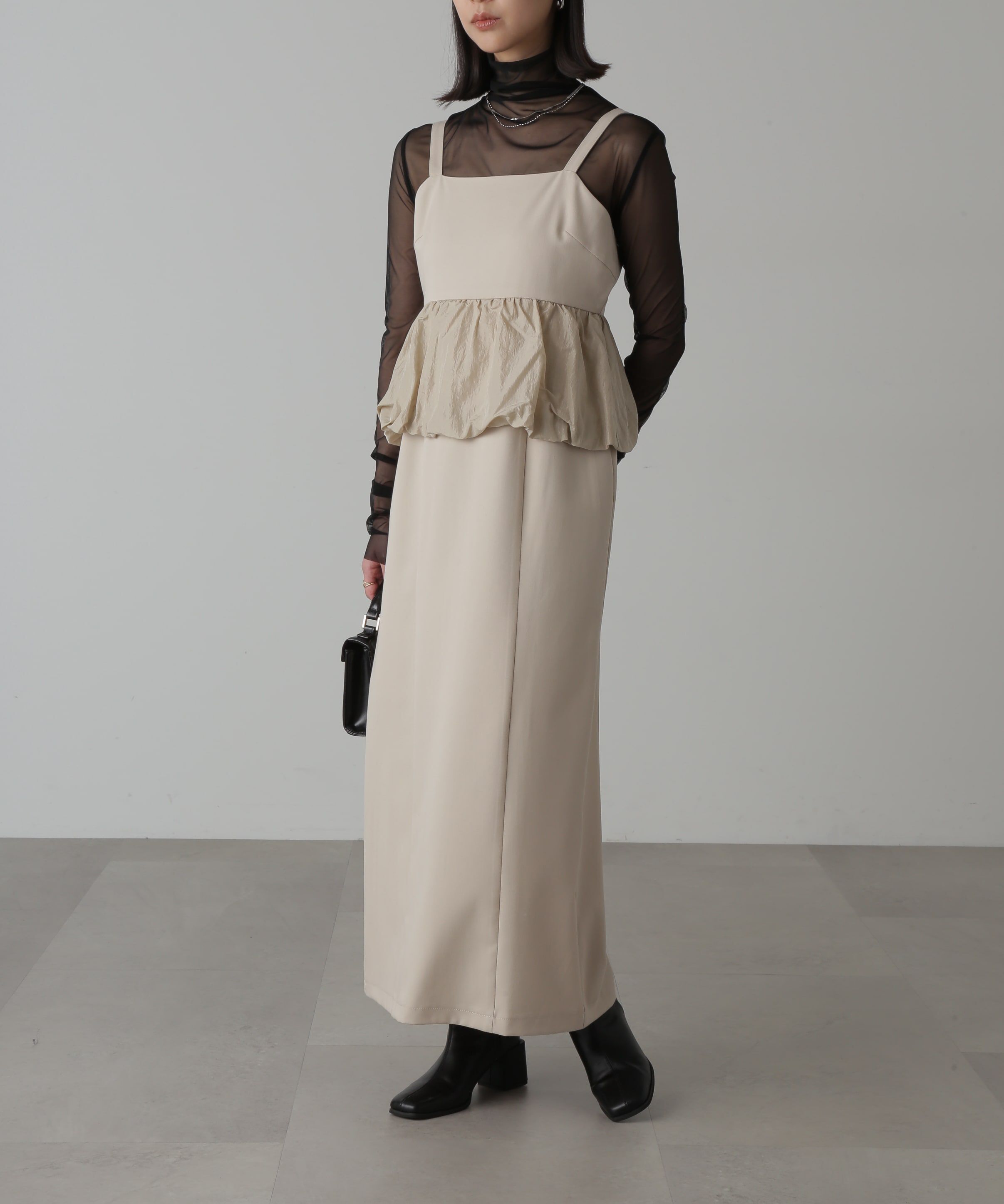  「ビスチェレイヤード風ドッキングワンピース」|ワンピース|