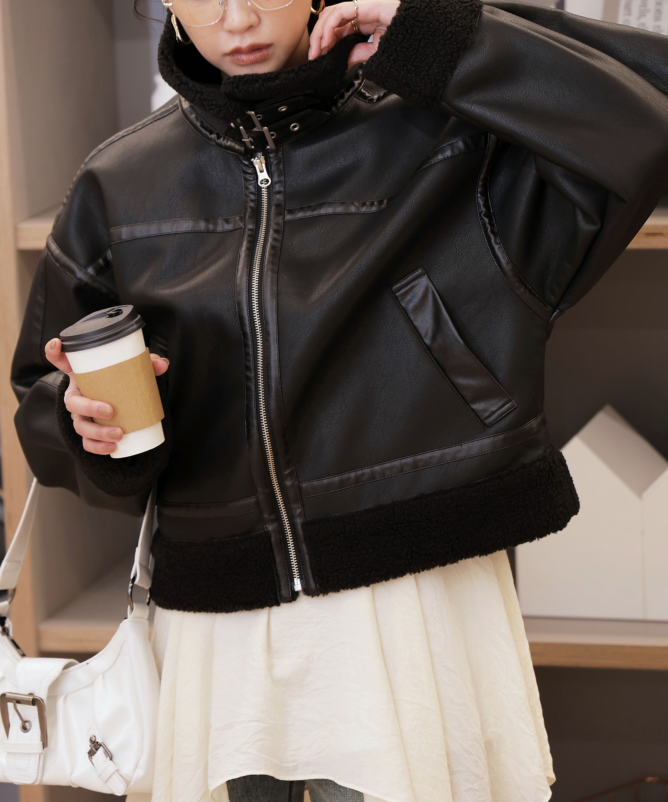  「ボンバージャケット」|ブルゾン・スタジャン|ブラック&times;ブ  1