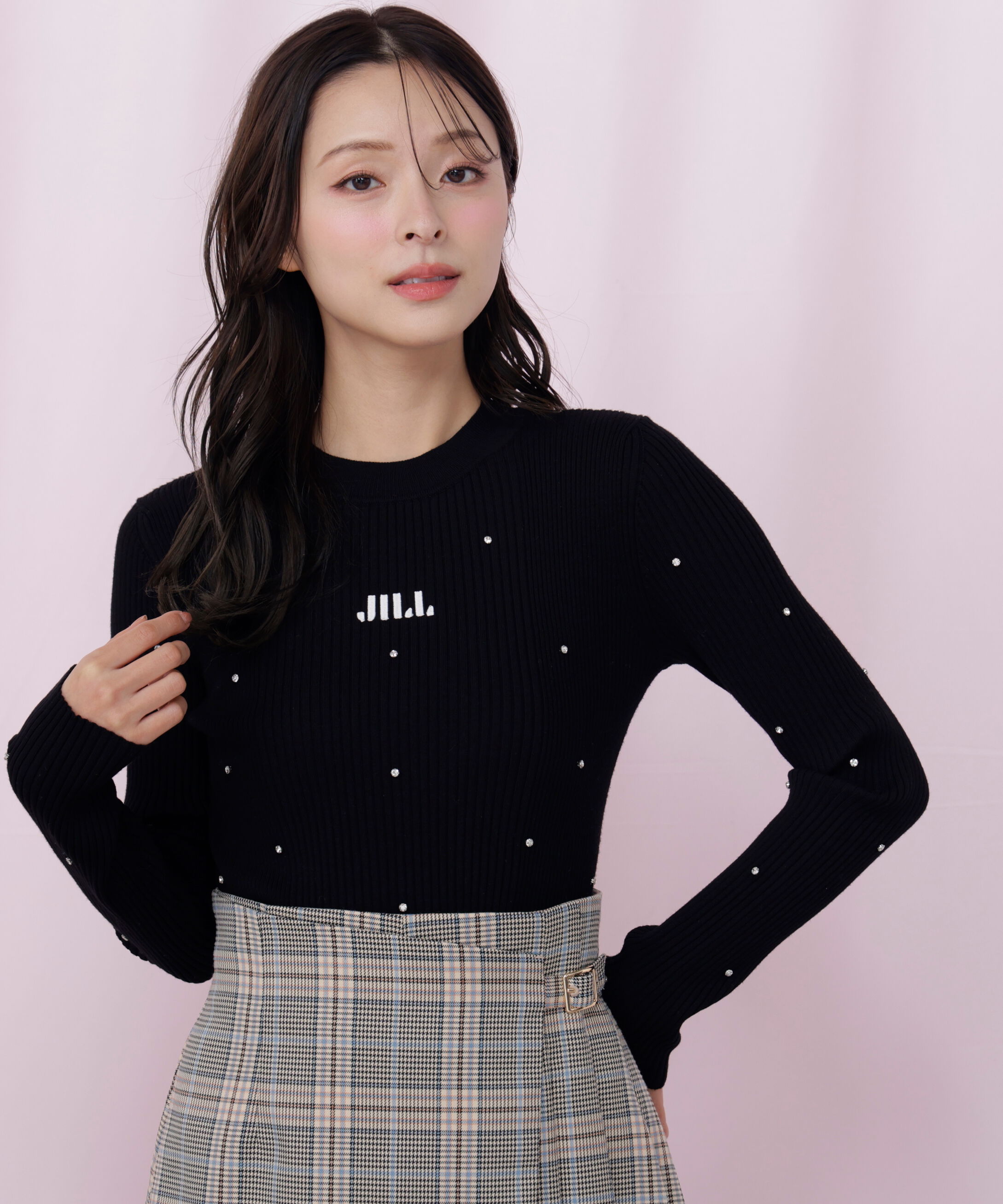  「ビジューコンパクトロゴニット」|ニット・セーター|