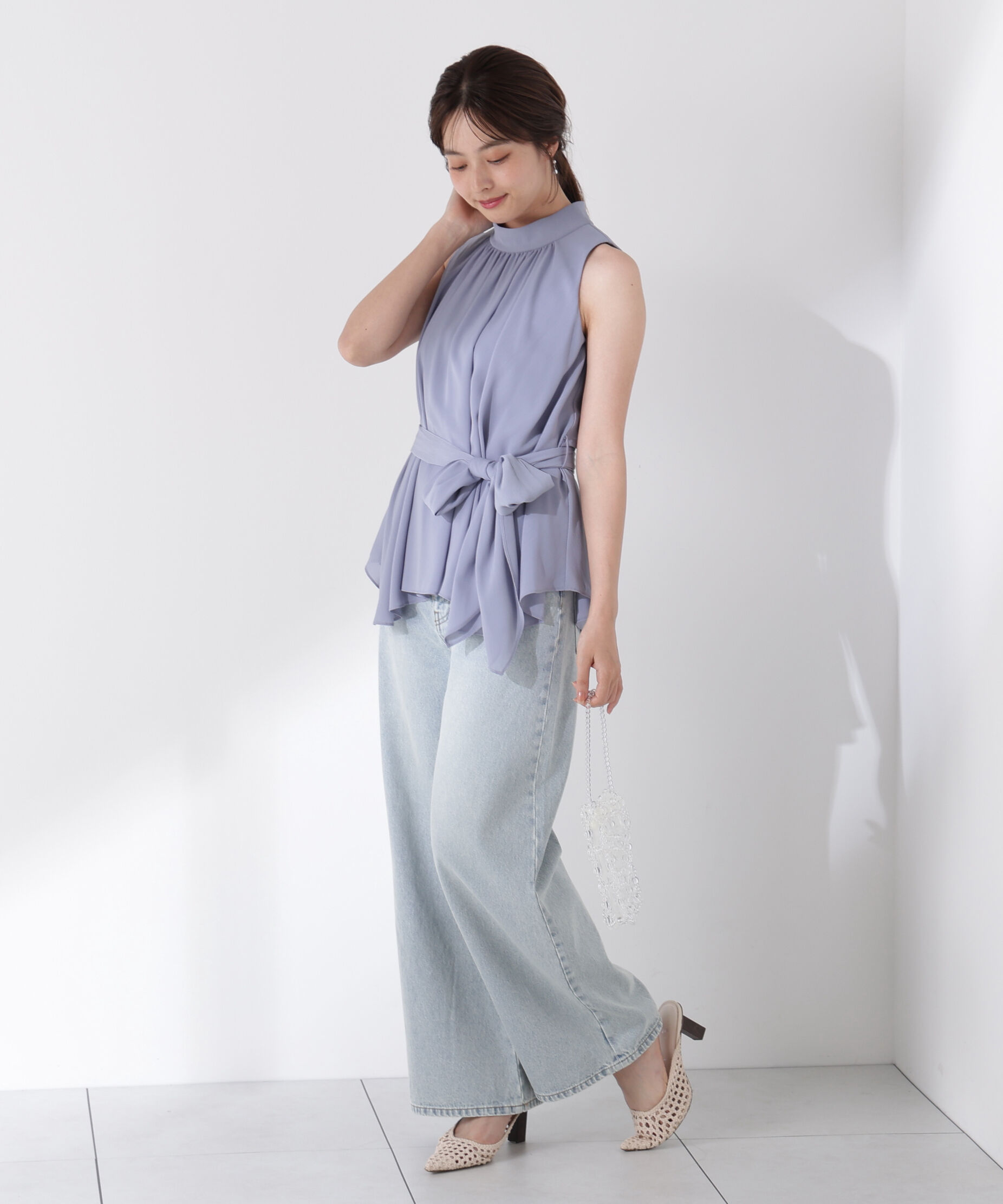 PROPORTION BODY DRESSING「ベルト付楊柳ブラウス」|シャツ・ブラウス|