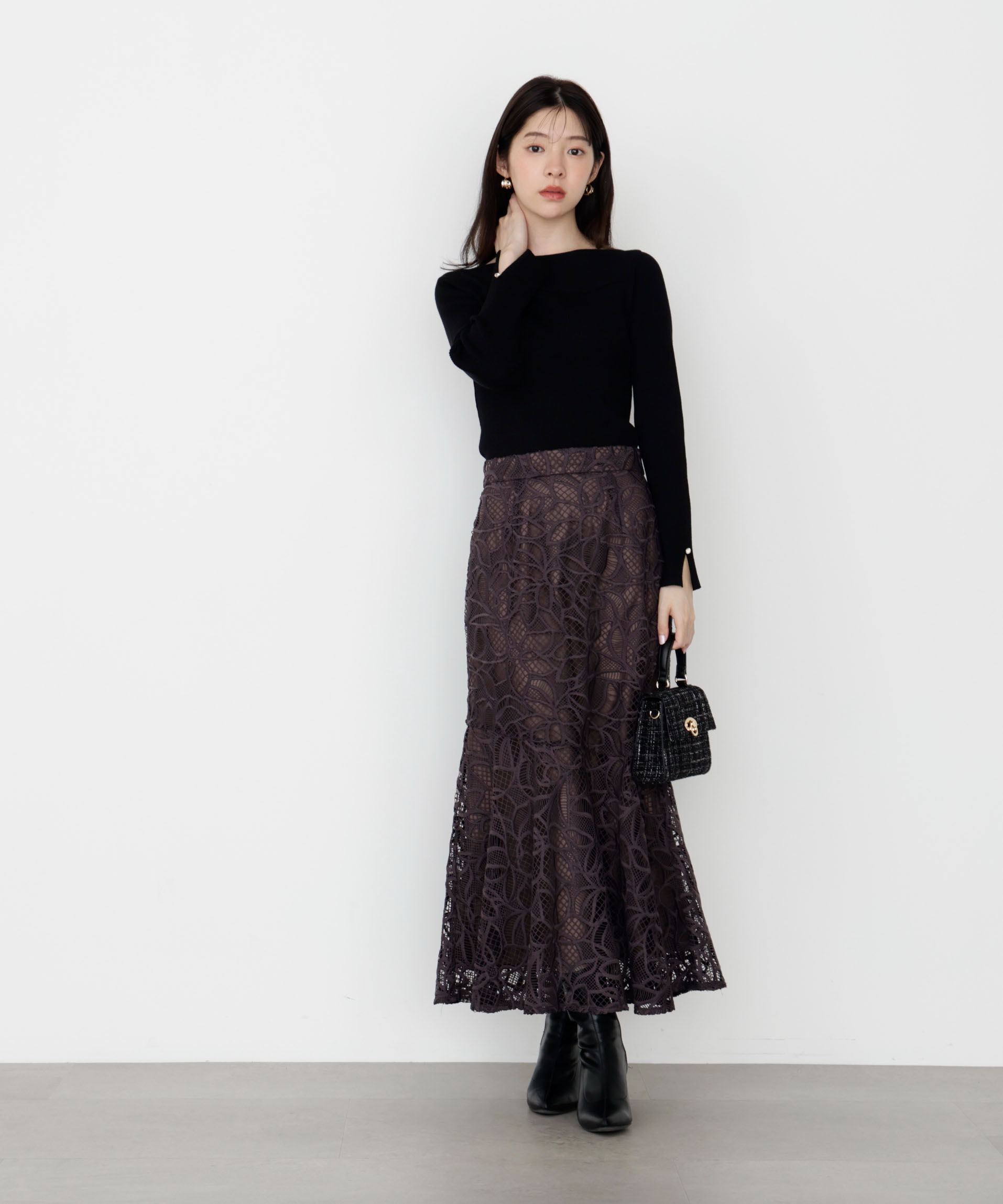 PROPORTION BODY DRESSING「ケミカルレースマーメイドスカート 25AW」|スカート|チャコール2