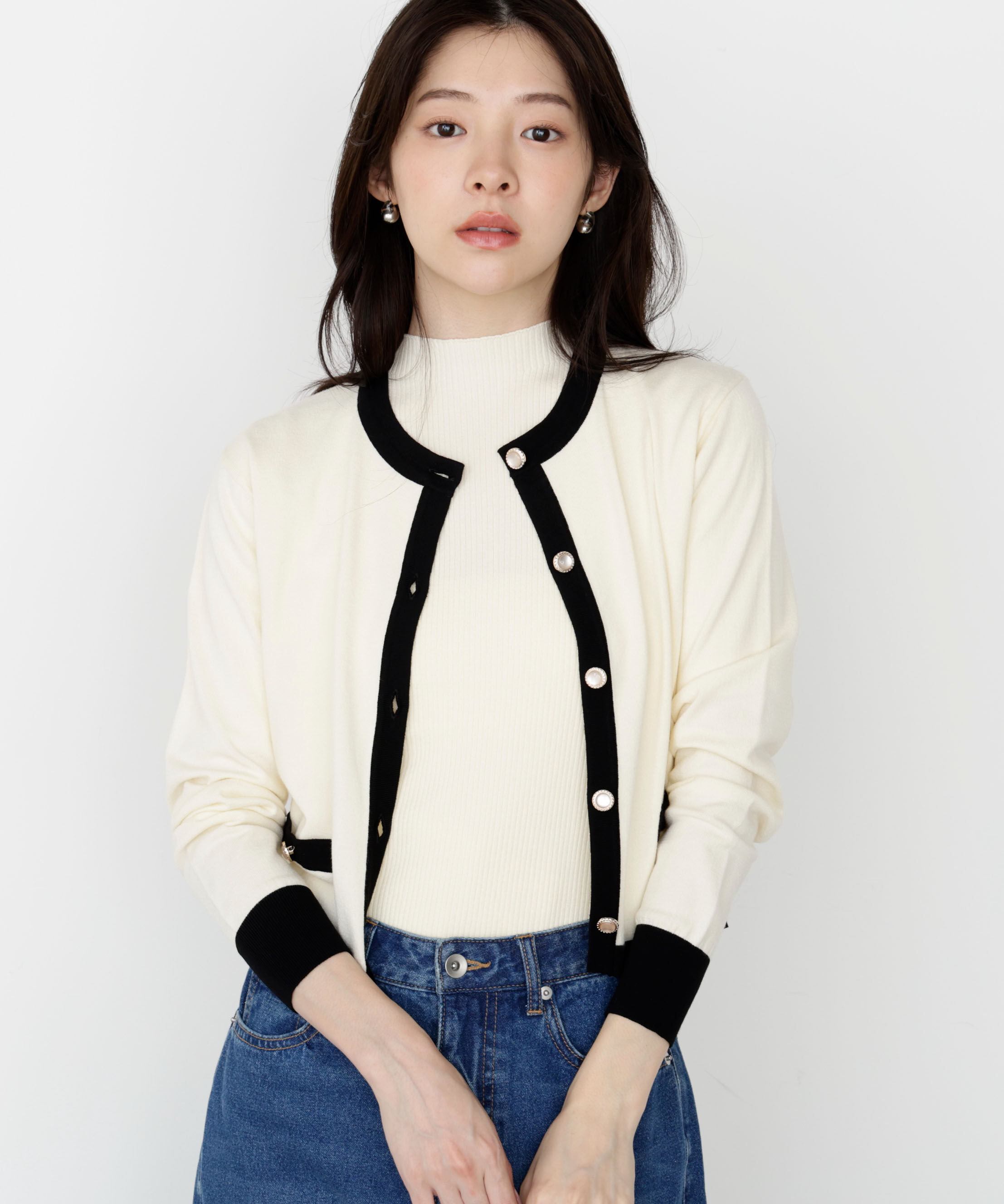 PROPORTION BODY DRESSING「＜ハンドウォッシャブル＞ニュアンス釦ニットアンサンブル 25AW」|ニット・セーター|