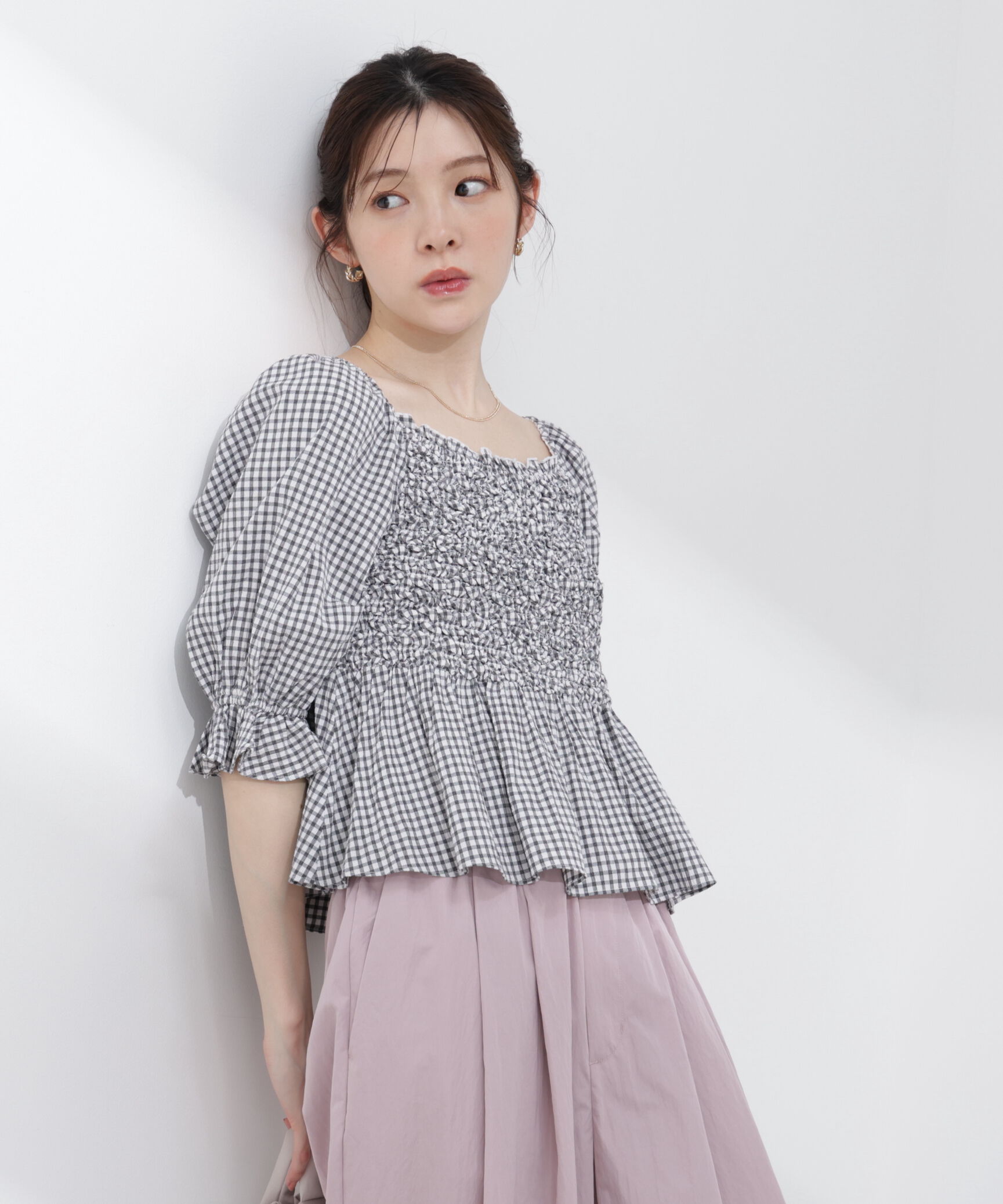 PROPORTION BODY DRESSING「〈a/mie〉シャーリングペプラムブラウス 26SS」|シャツ・ブラウス|