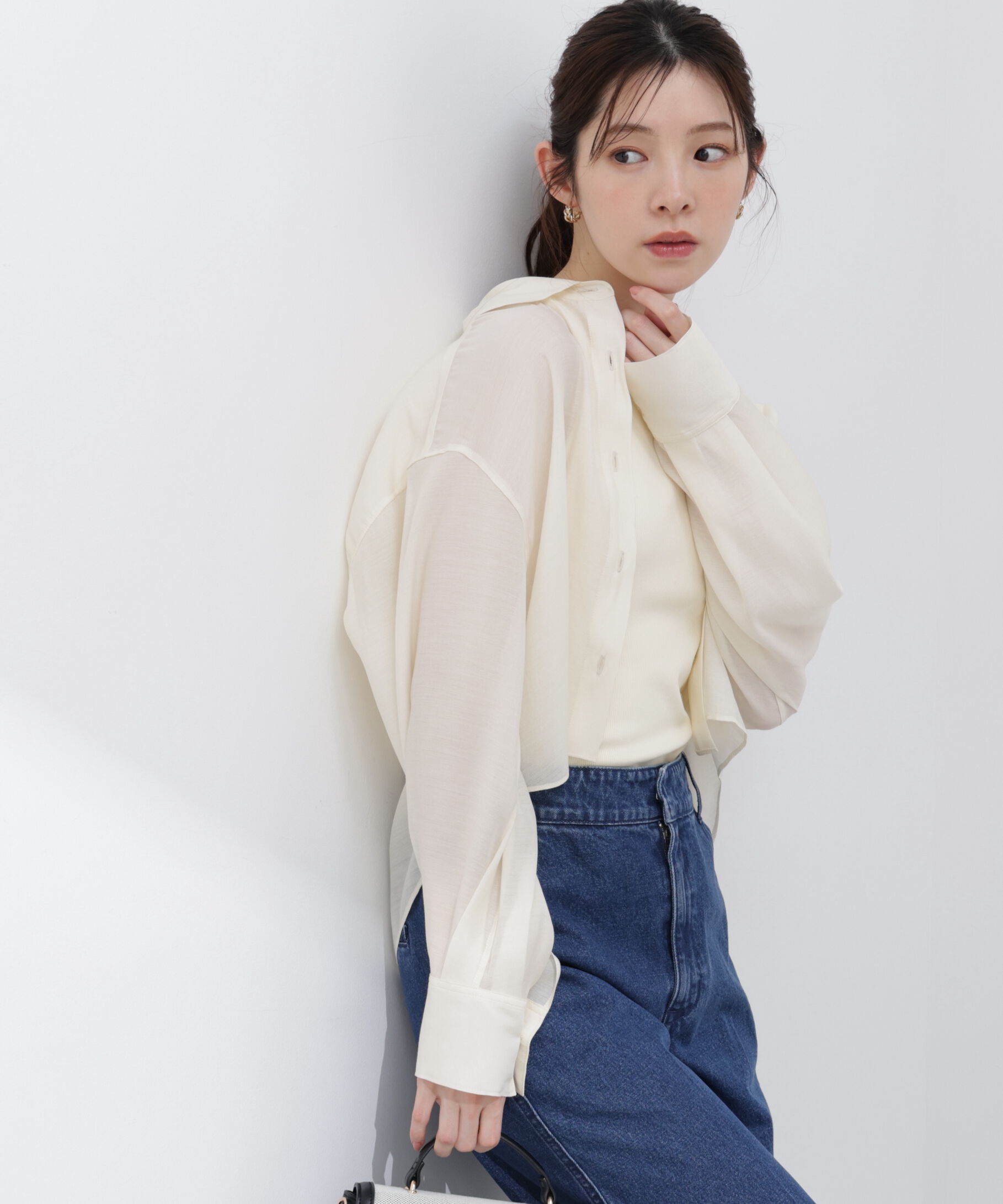 PROPORTION BODY DRESSING「短丈シアーシャツ 26SS」|シャツ・ブラウス|エクリュ1