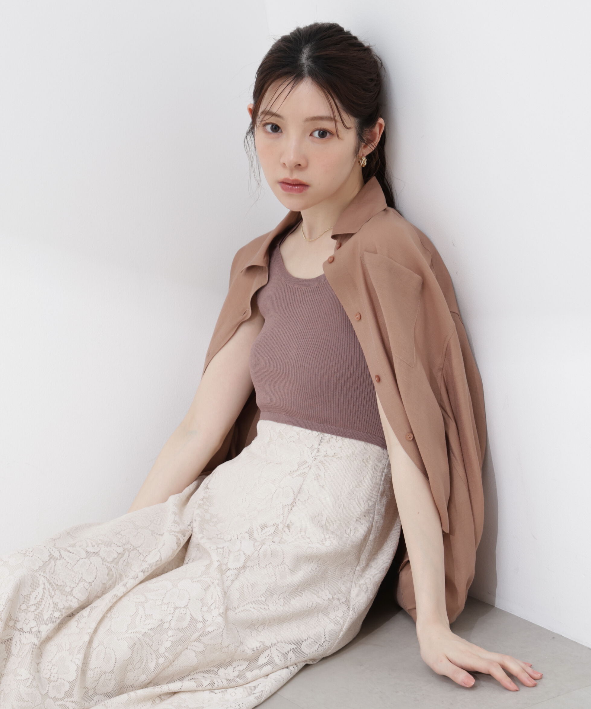 PROPORTION BODY DRESSING「短丈シアーシャツ 26SS」|シャツ・ブラウス|ブラウン