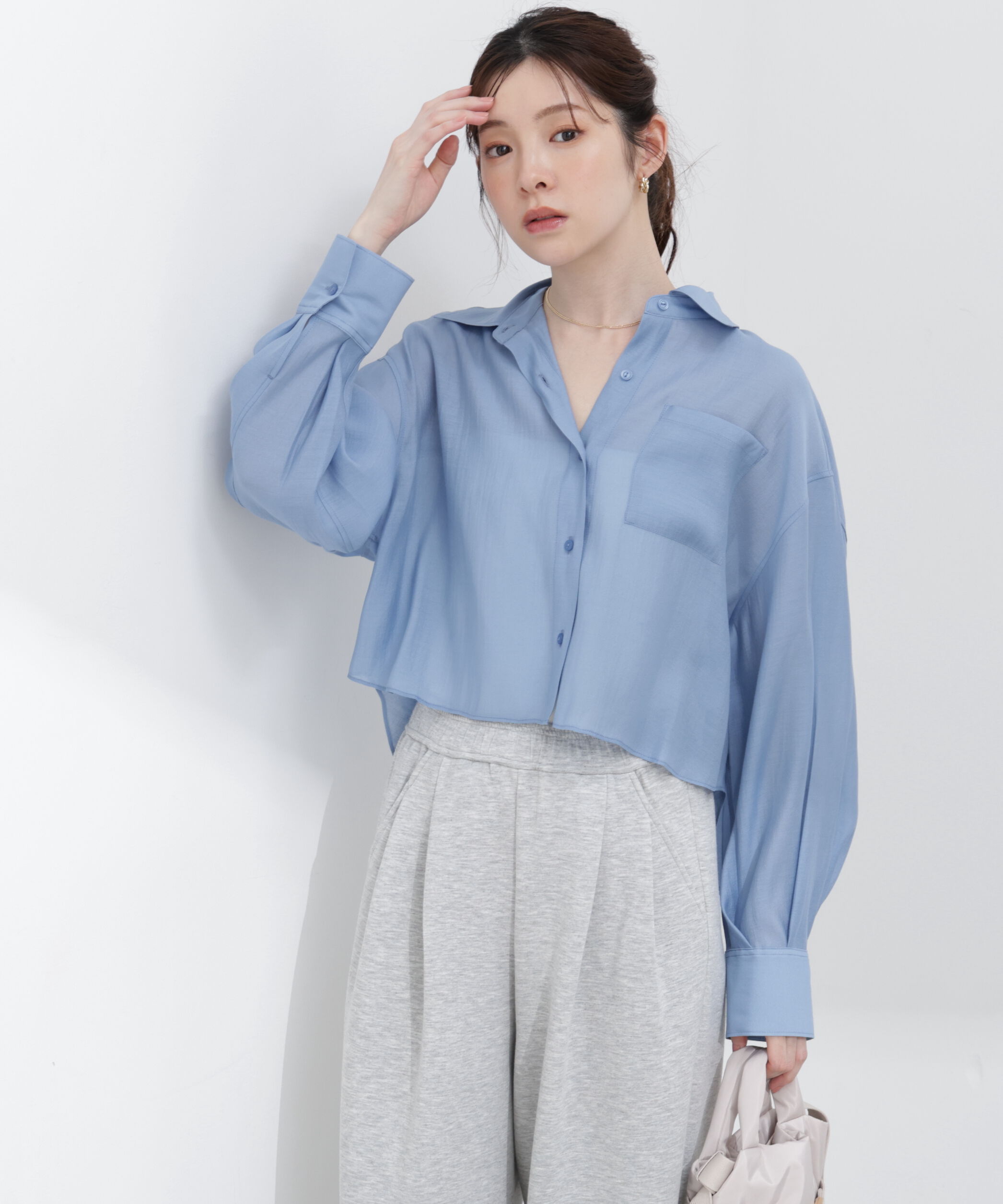 PROPORTION BODY DRESSING「短丈シアーシャツ 26SS」|シャツ・ブラウス|